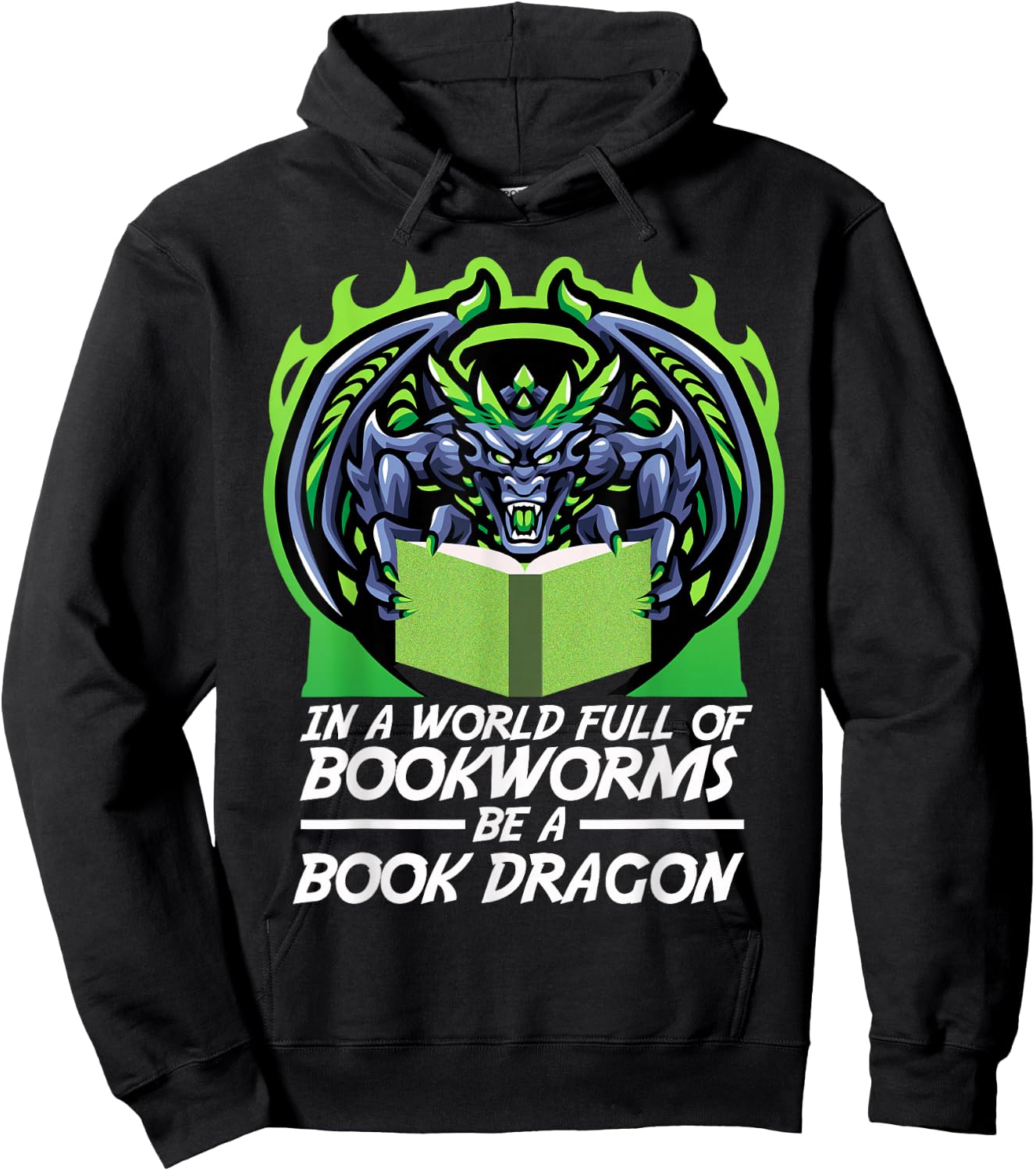 In A World Full Of Bookworms Be A Book Dragon Hoodie - Hoodie | Black