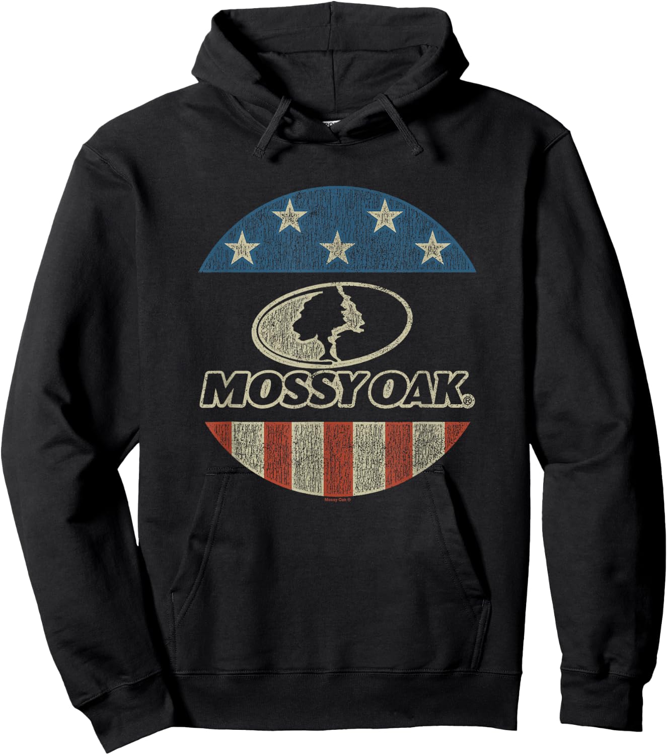 Mossy Oak 4th of July American Flag Distressed Circle Logo Hoodie - Hoodie | Black