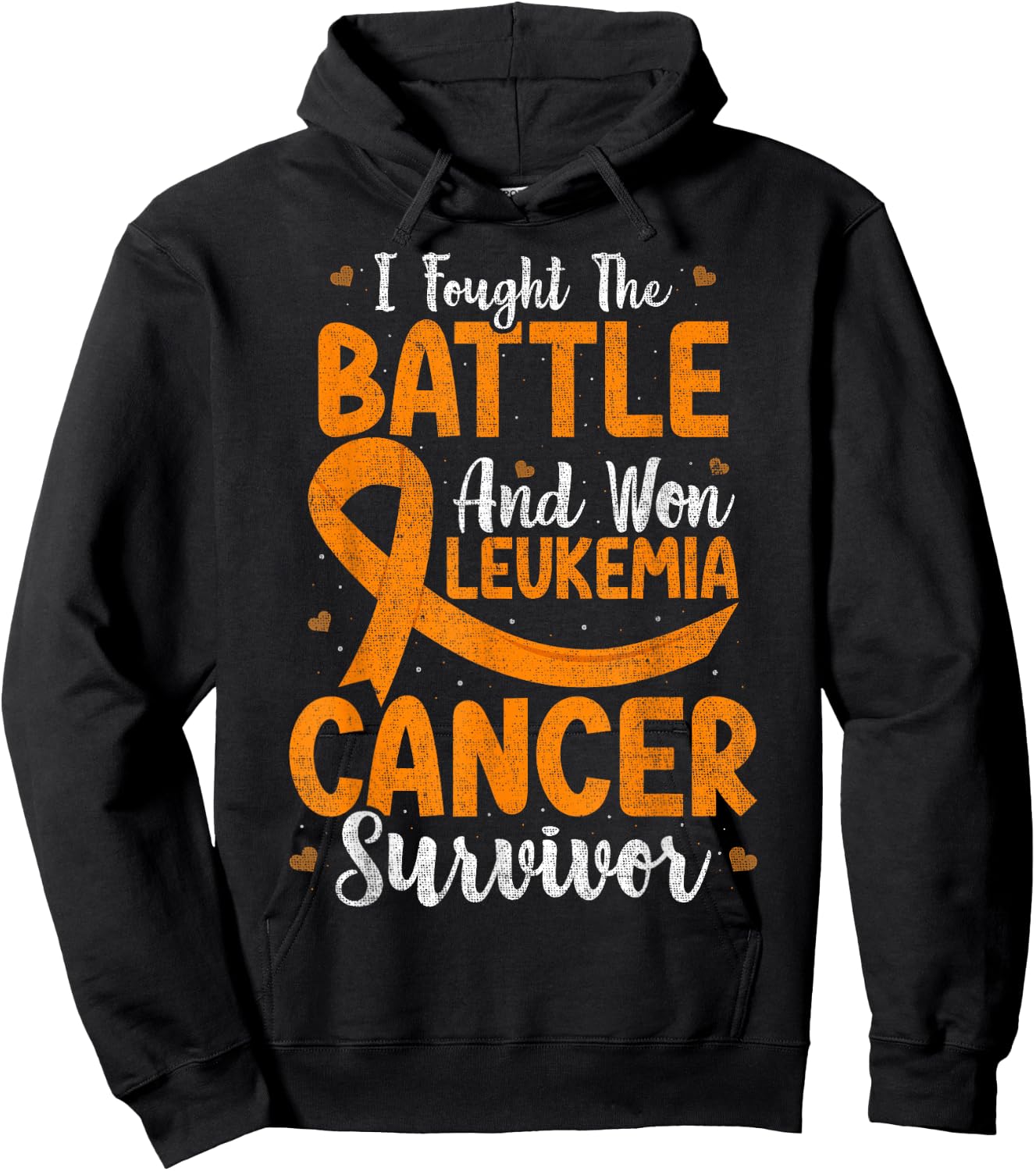 I Fought The Battle And Won Leukemia Cancer Survivor Ribbon Hoodie - Hoodie | Black