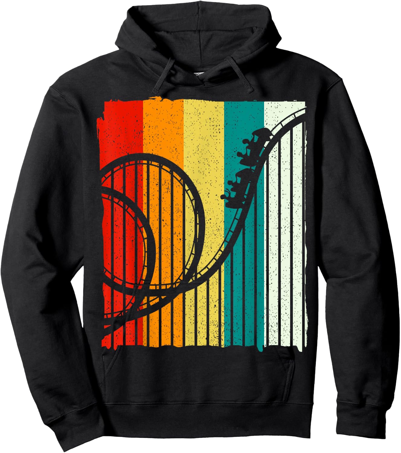Retro Vintage Roller Coaster Amusement Park Hoodie - Hoodie | Black