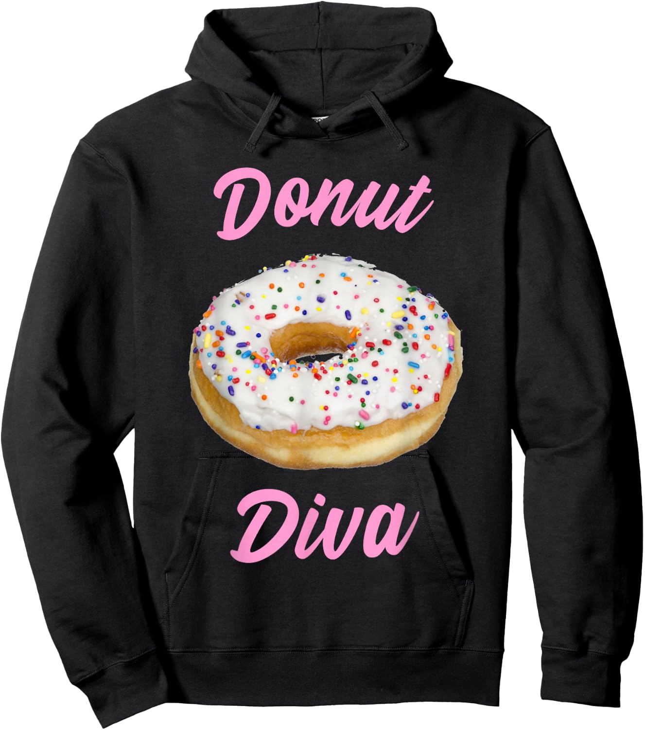 Donut Diva Sprinkle Design Pink Lettering Hoodie - Hoodie | Black
