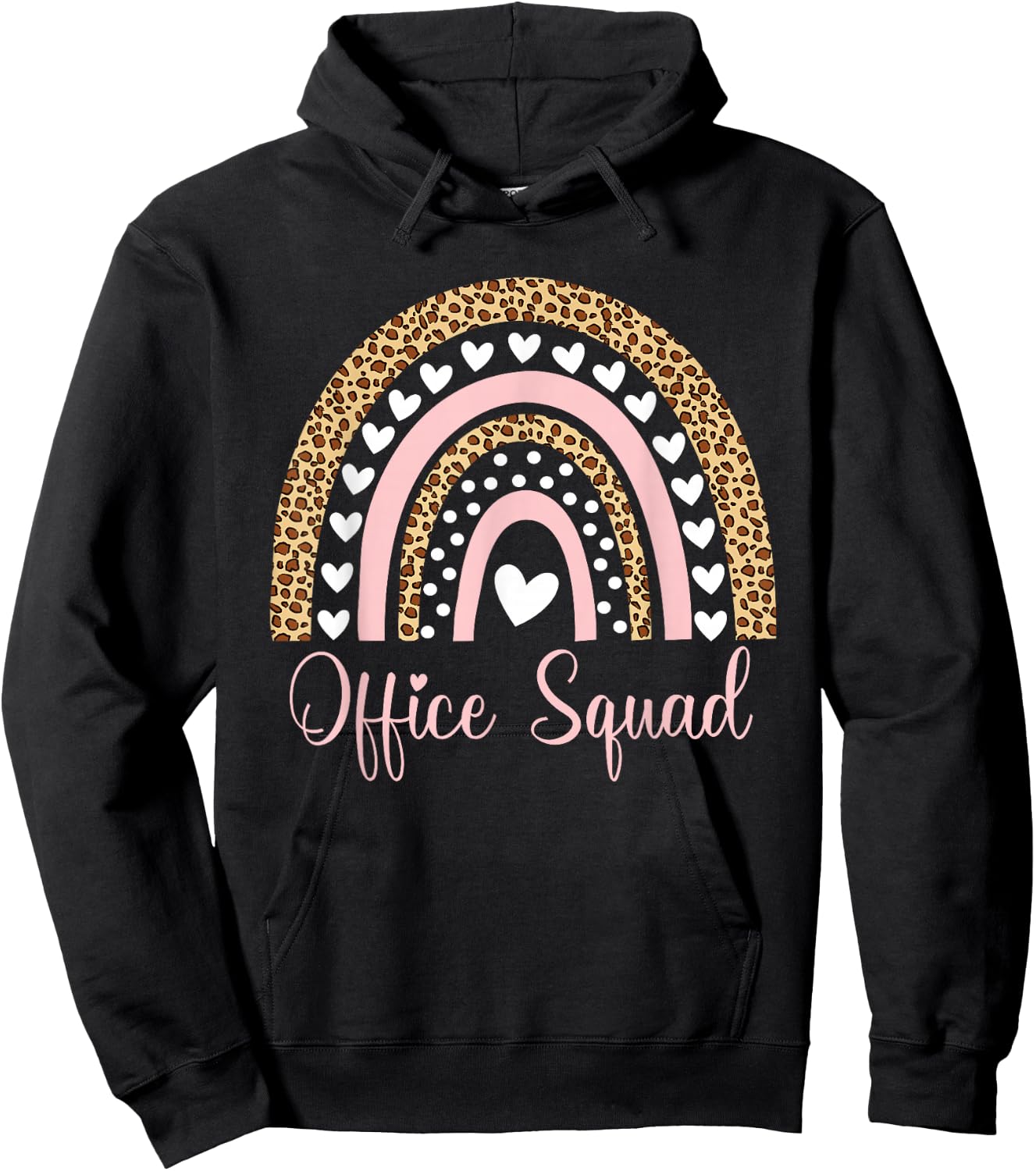 Office Squad Rainbow Leopard School Secretary Administrative Hoodie - Hoodie | Black
