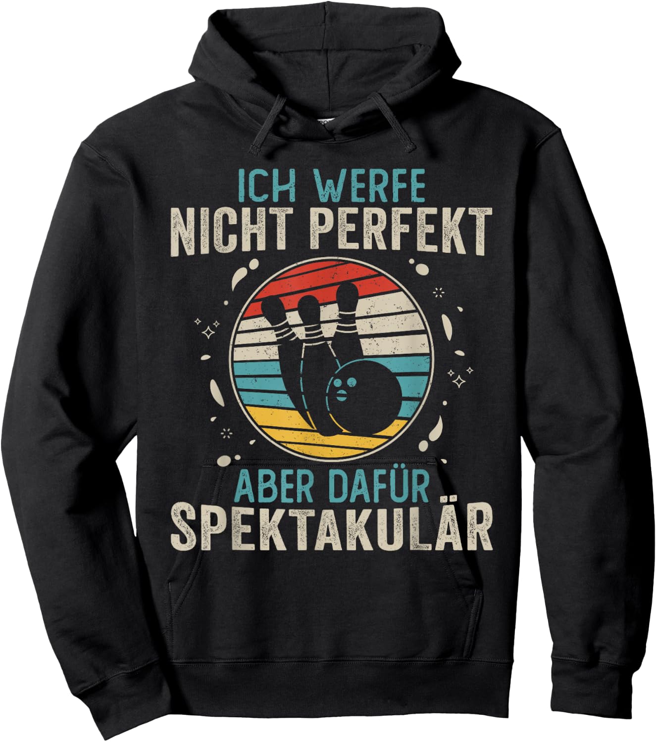 Bowling Geschenke Damen Herren Bowling Sprüche Retro Bowling Hoodie - Hoodie | Black