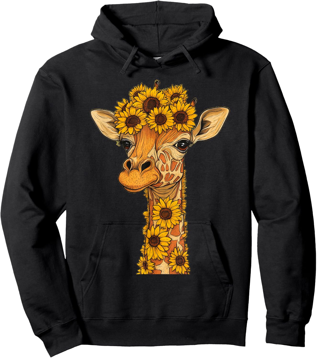 Sunflower Giraffe Flower Gardening Floral Hoodie - Hoodie | Black