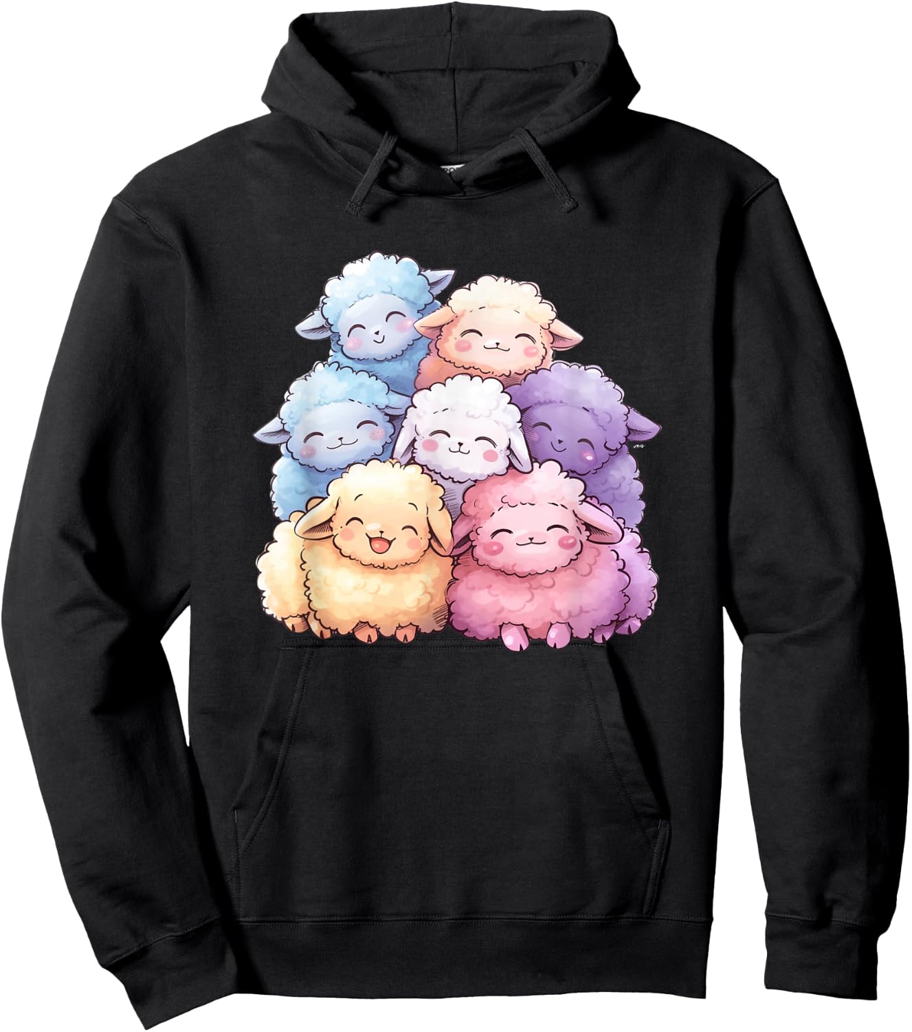 Kawaii Anime Pastel Sheep Farm Kids Hoodie - Hoodie | Black