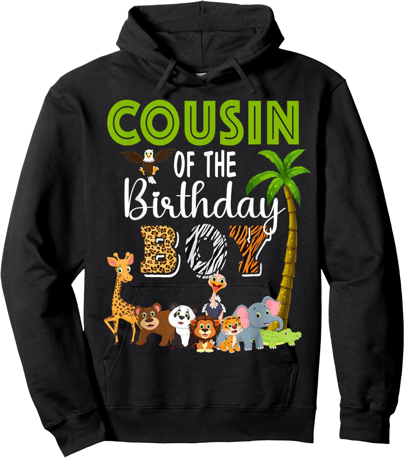 Cousin of The Birthday Boy Wild Zoo Theme Safari Party Hoodie - Hoodie | Black