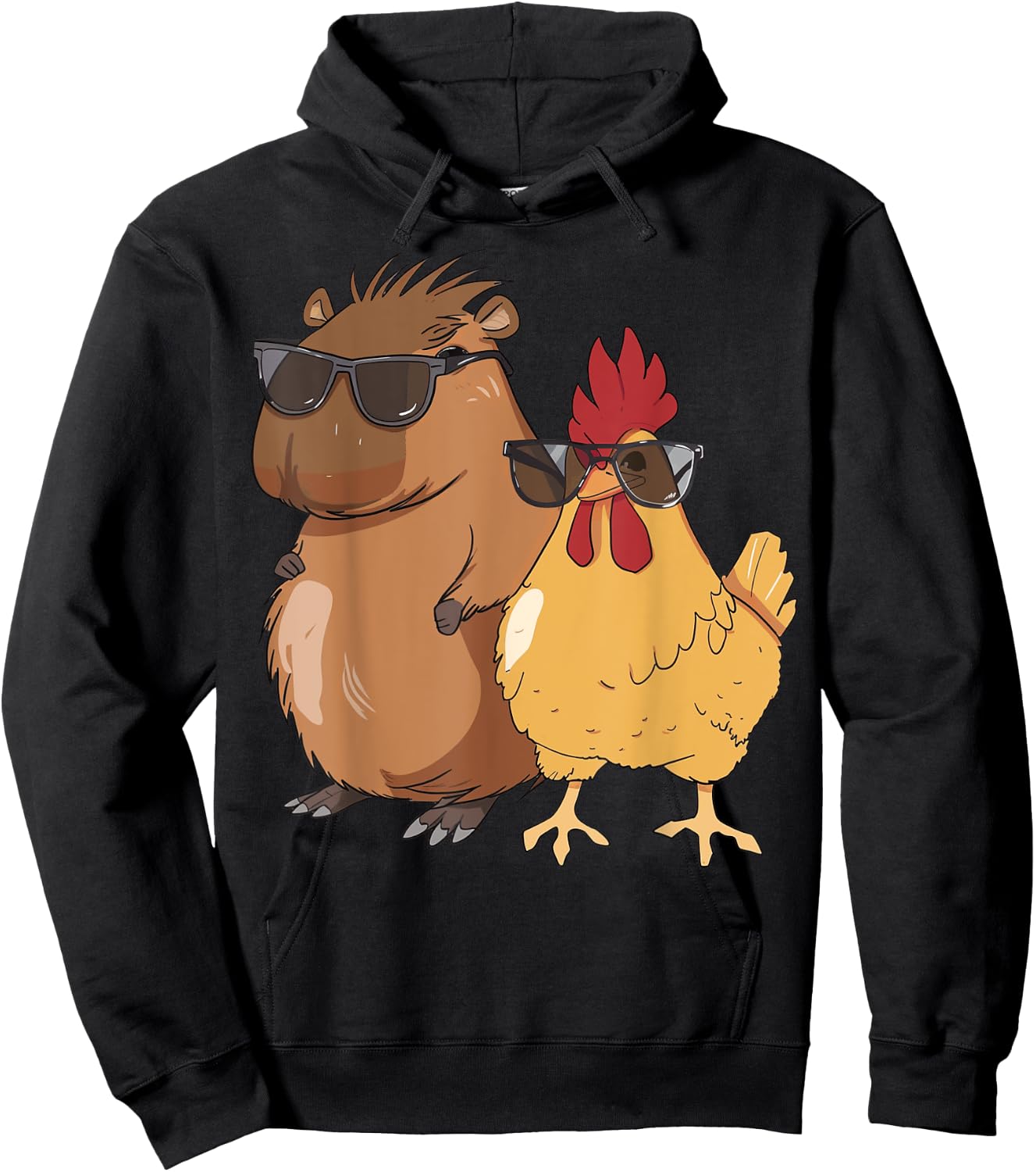 Capybara And Chicken With Love Hoodie - Hoodie | Black