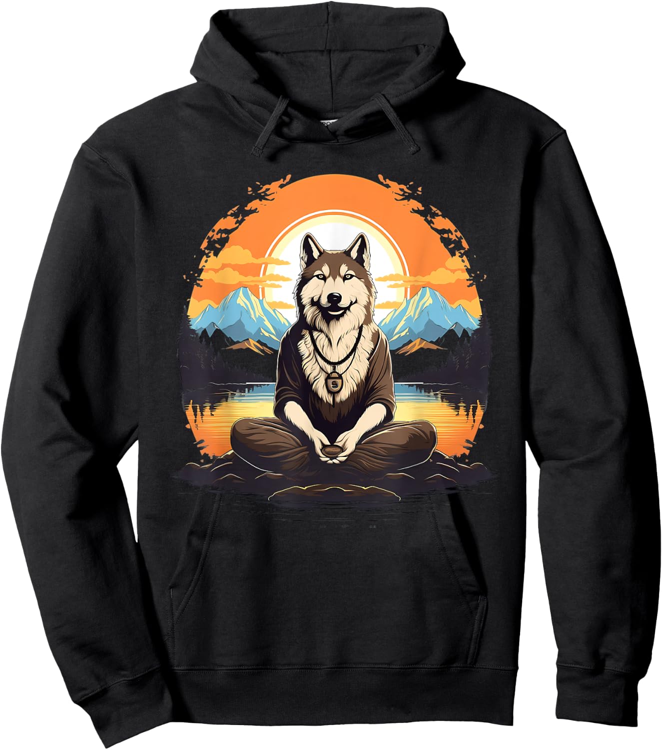 Husky Dog Meditation Yoga Women Kids Hoodie - Hoodie | Black