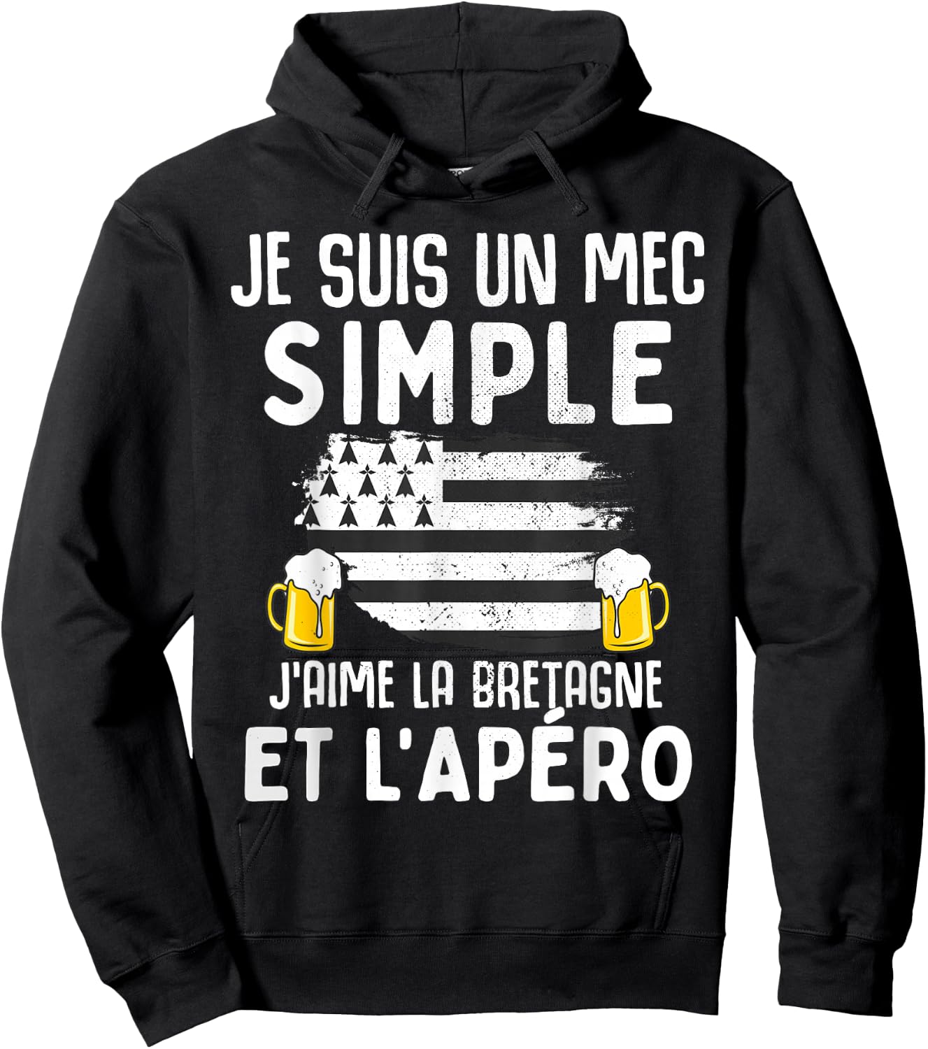 Simple guy I love Brittany and aperitif funny man Breton , Black, S Hoodie - Hoodie | Black