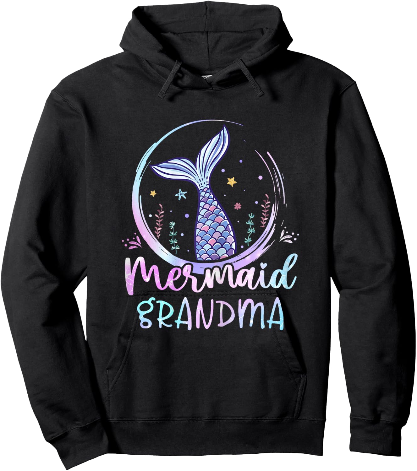 Mermaid Grandma Birthday Mermaid Girl Beach Mermaid Tail Hoodie - Hoodie | Black