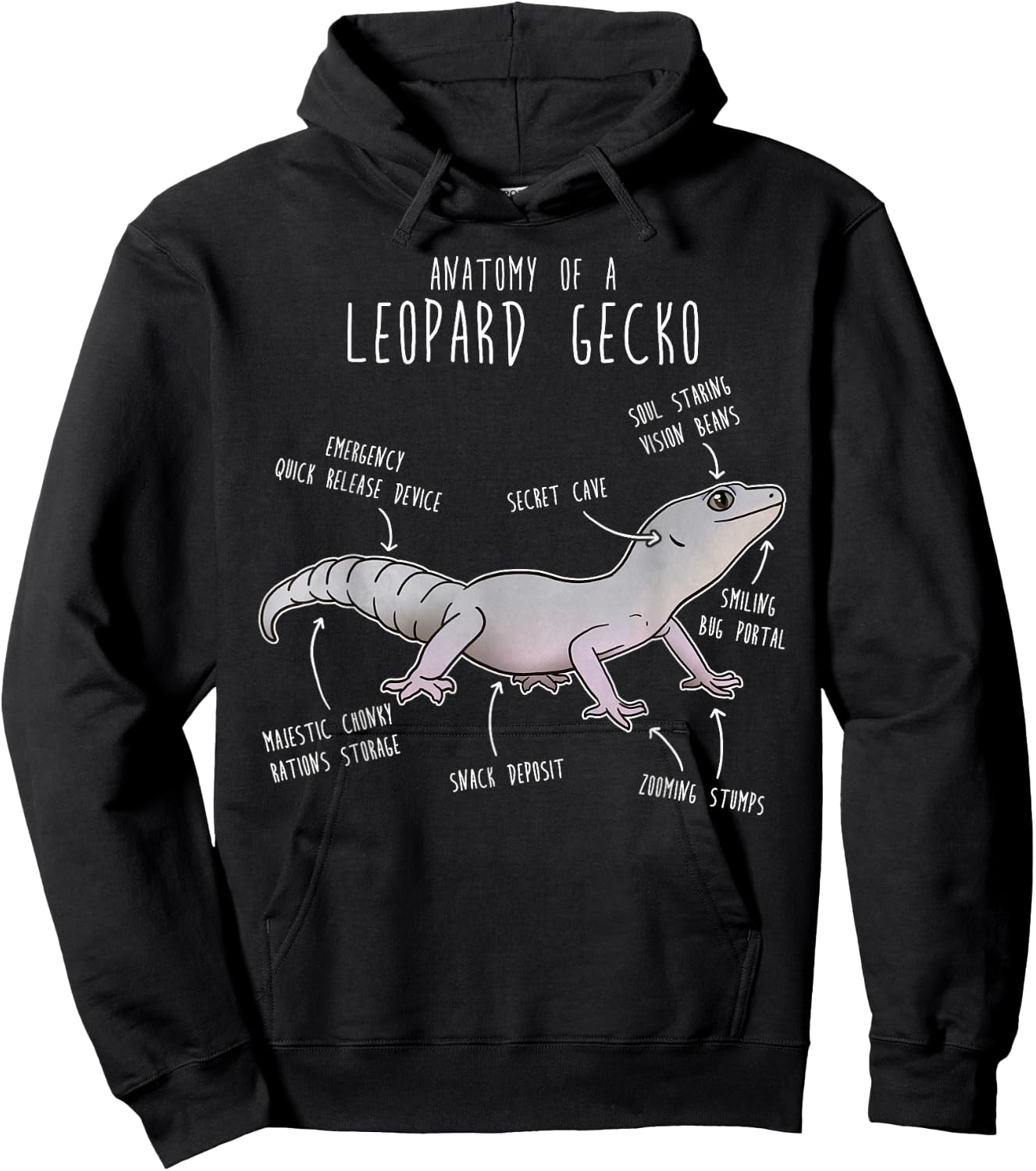 Blizzard Leopard Gecko Lizard Reptile Anatomy, Funny Pet Mom Hoodie - Hoodie | Black