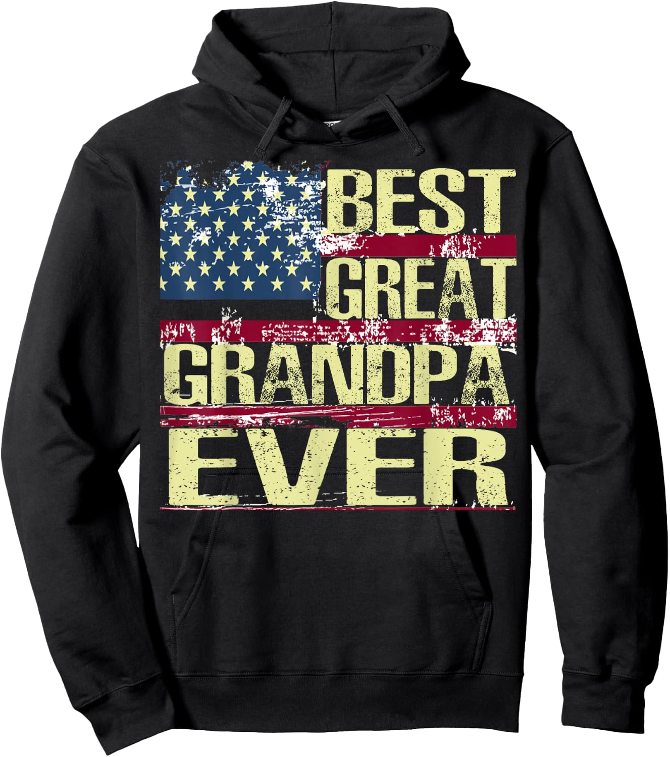 Best Great Grandpa Ever American Flag Hoodie - Hoodie | Black