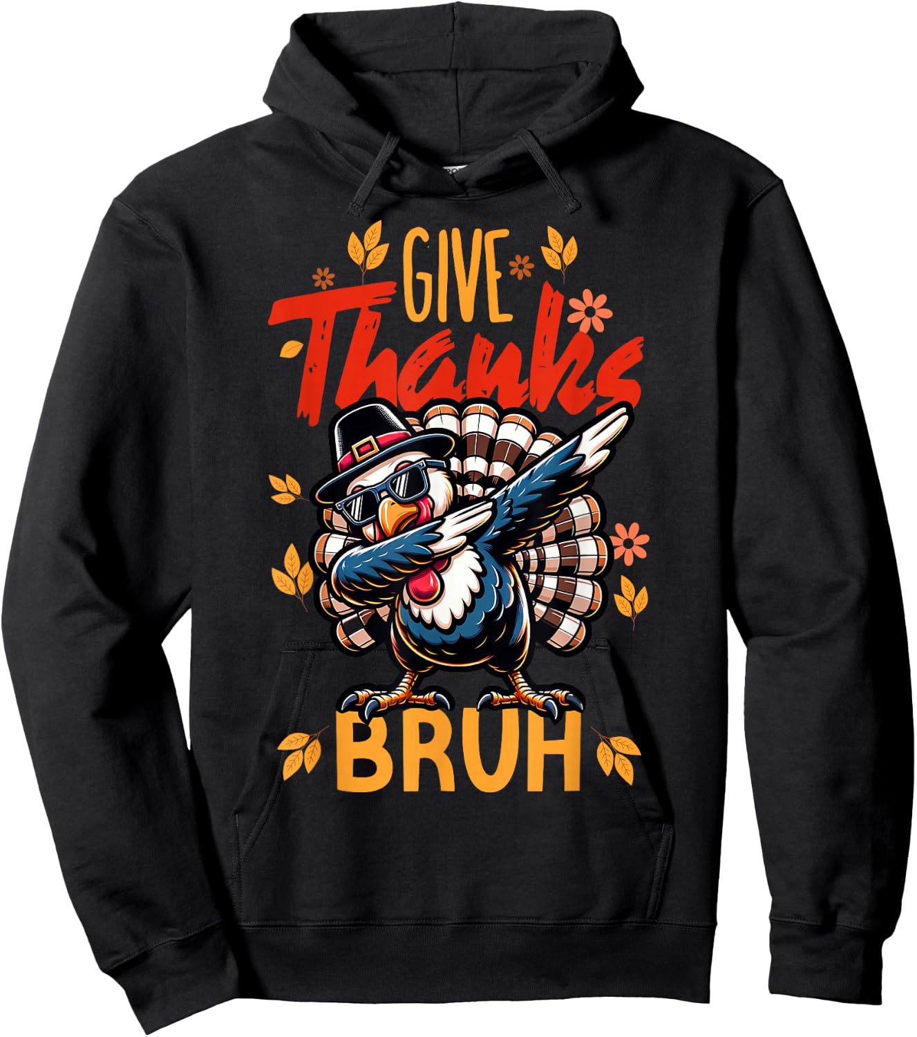 Boys Thanksgiving Bruh Give Thanks Bro Hoodie - Hoodie | Black