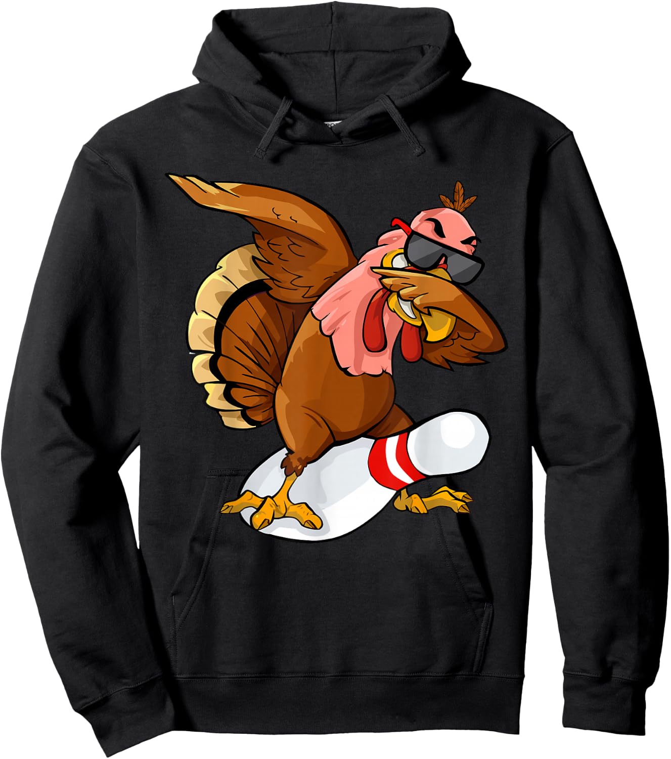 Thanksgiving Bowl Bowler Strike Pin Sport Turkey Bowling Hoodie - Hoodie | Black