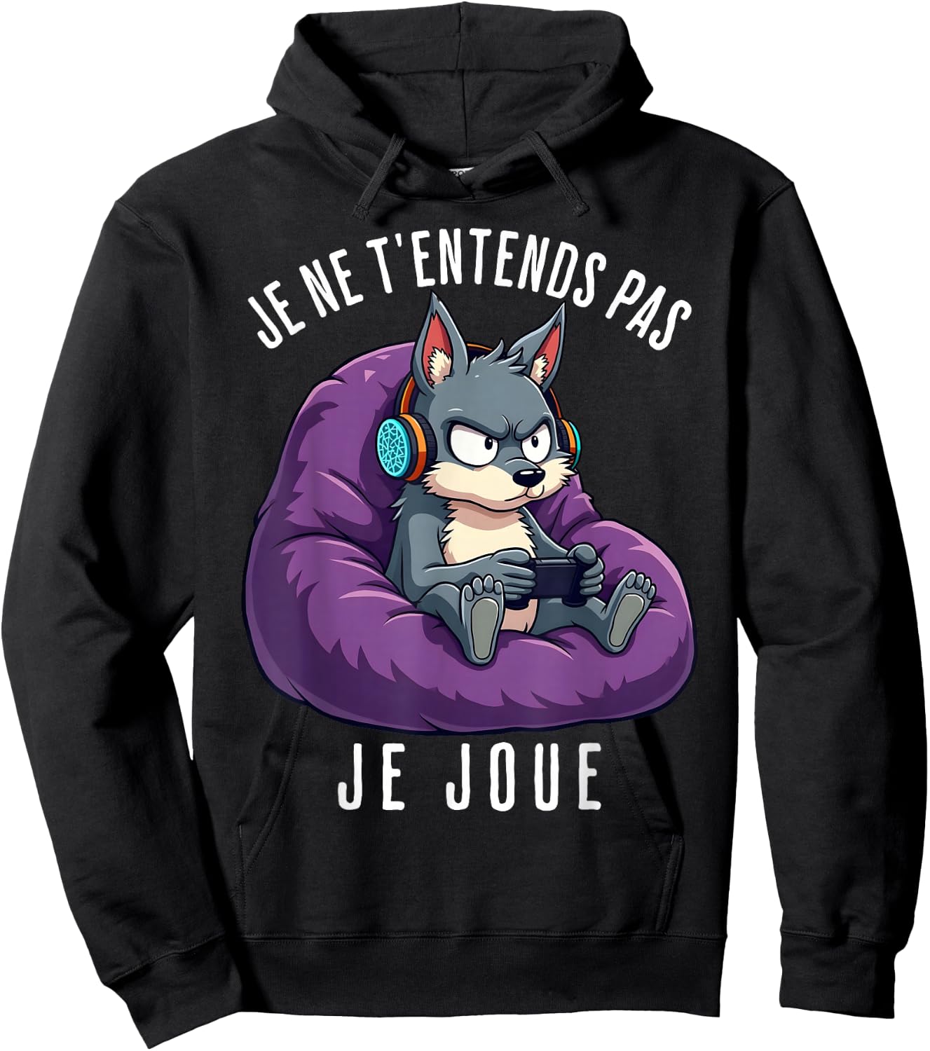 Funny Wolf Gamer Funny Man Boy , Black, S Hoodie - Hoodie | Black