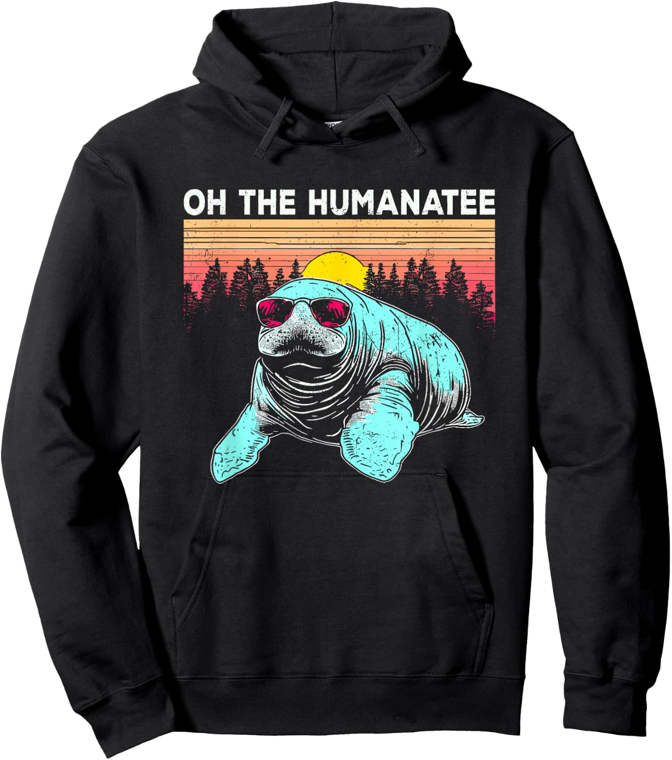 Oh The Hu-Manatee - Funny Vintage Manatee Pun Sea Cow Lover Hoodie - Hoodie | Black