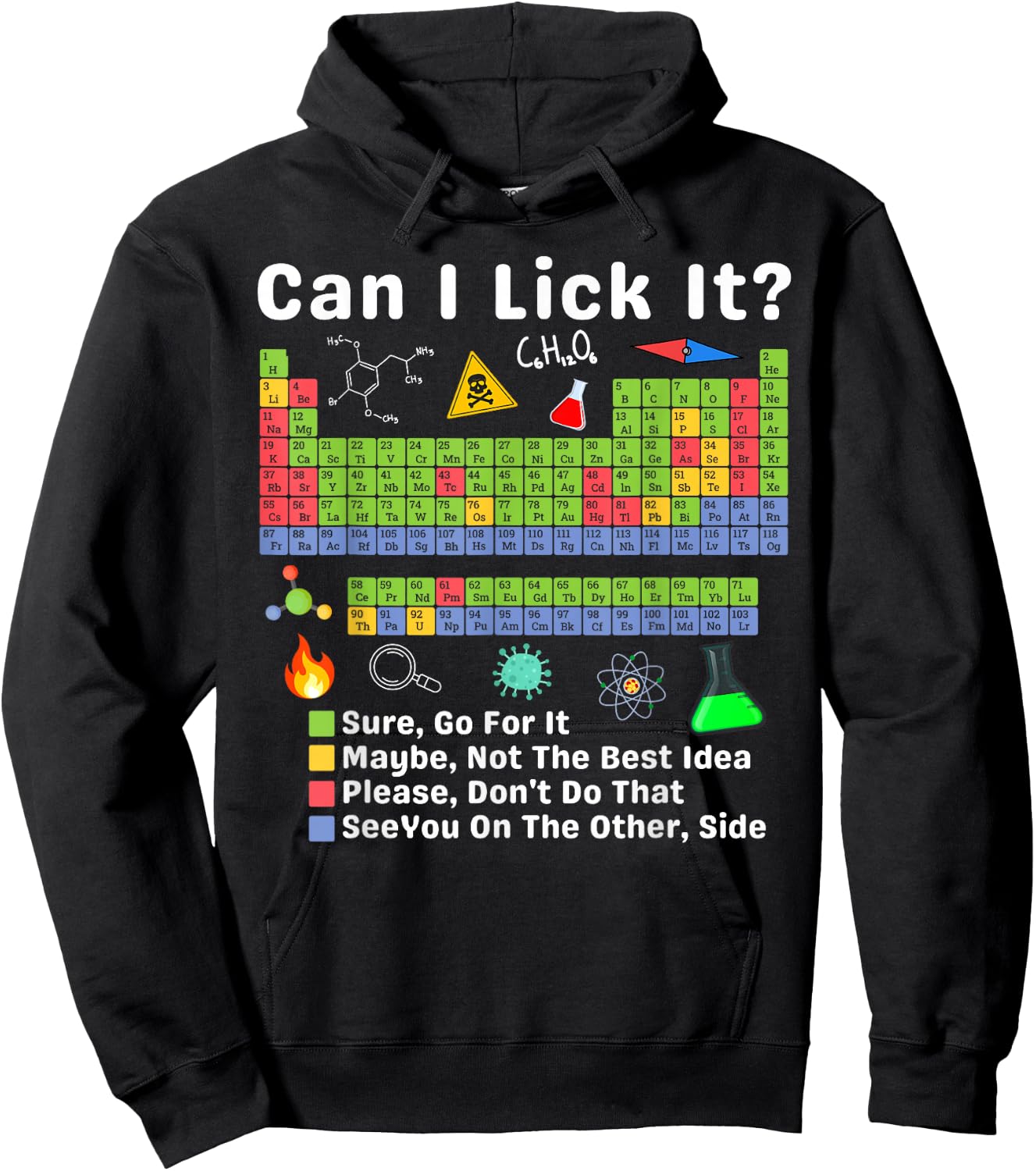 Can I Lick It Periodic Table of Elements Science Teacher Hoodie - Hoodie | Black