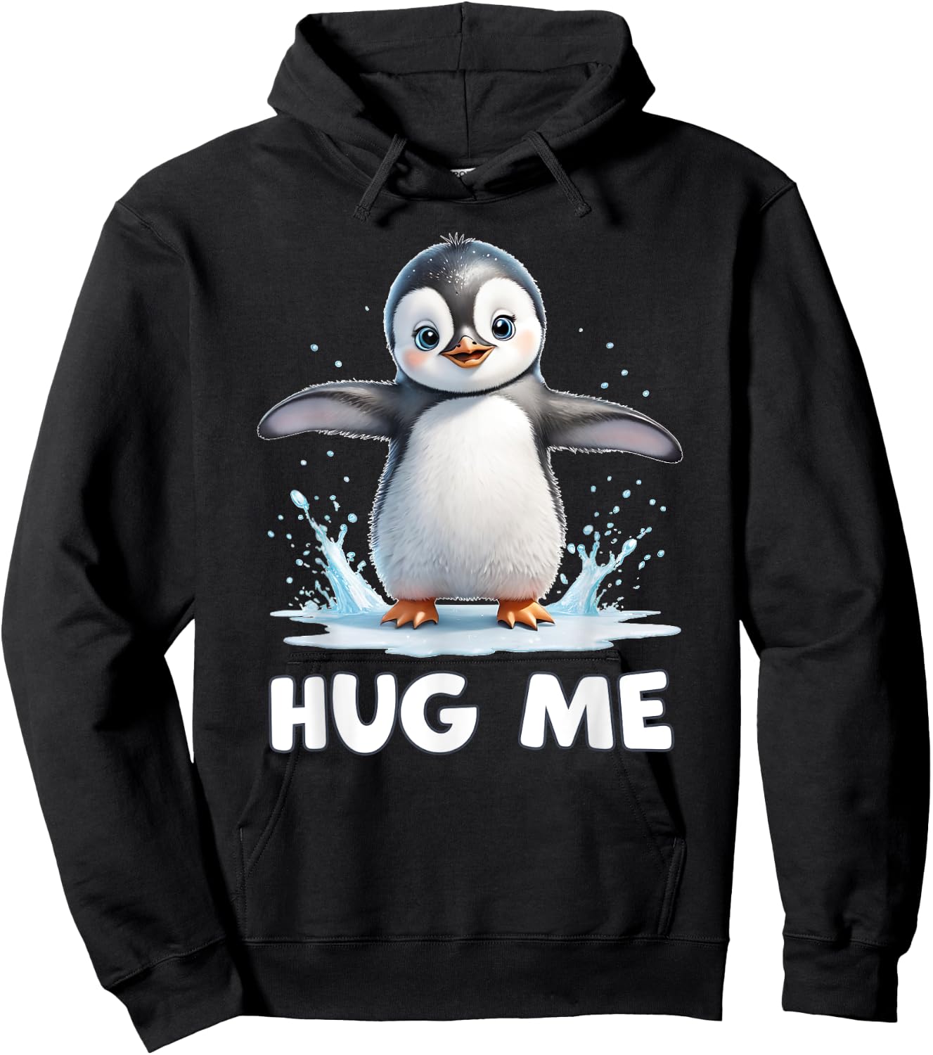Cute Penguin Hug Me Hoodie - Hoodie | Black