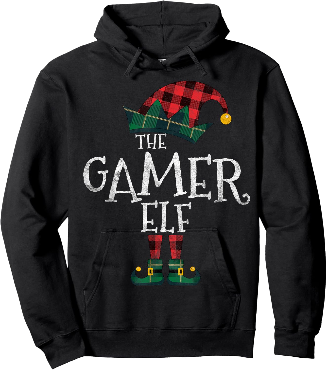 The Gamer Elf Matching Family Group Gift Funny Christmas Hoodie - Hoodie | Black