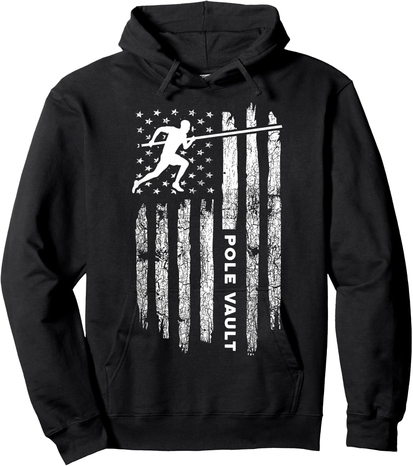 American Flag Pole Vault Apparel - Vintage Pole Vault Hoodie - Hoodie | Black