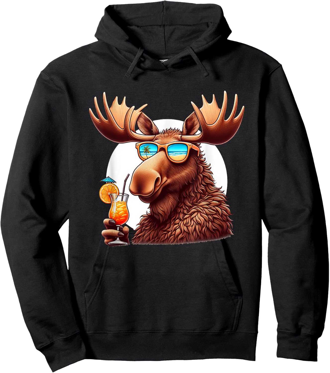 Funny Moose Summer Vacation Sunglasses Moose Hoodie - Hoodie | Black