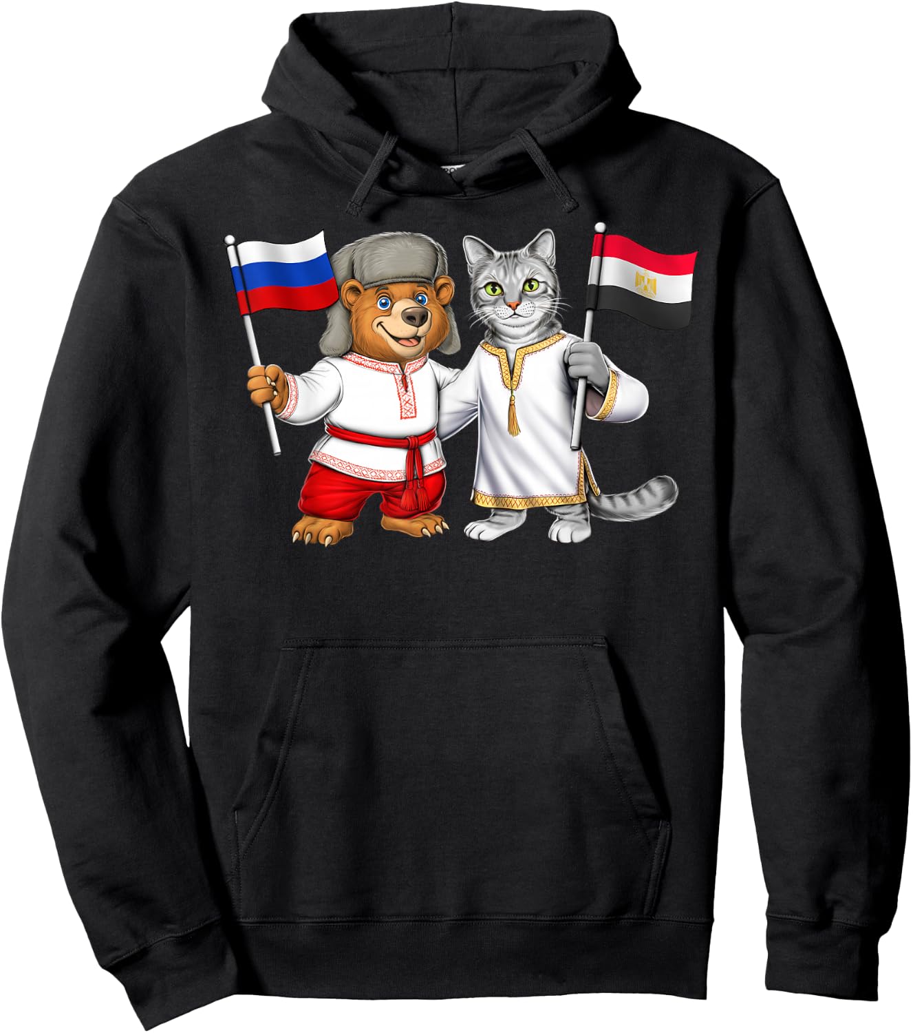 Russia Egypt Flag Russian Roots Proud Egyptian Heritage Hoodie - Hoodie | Black