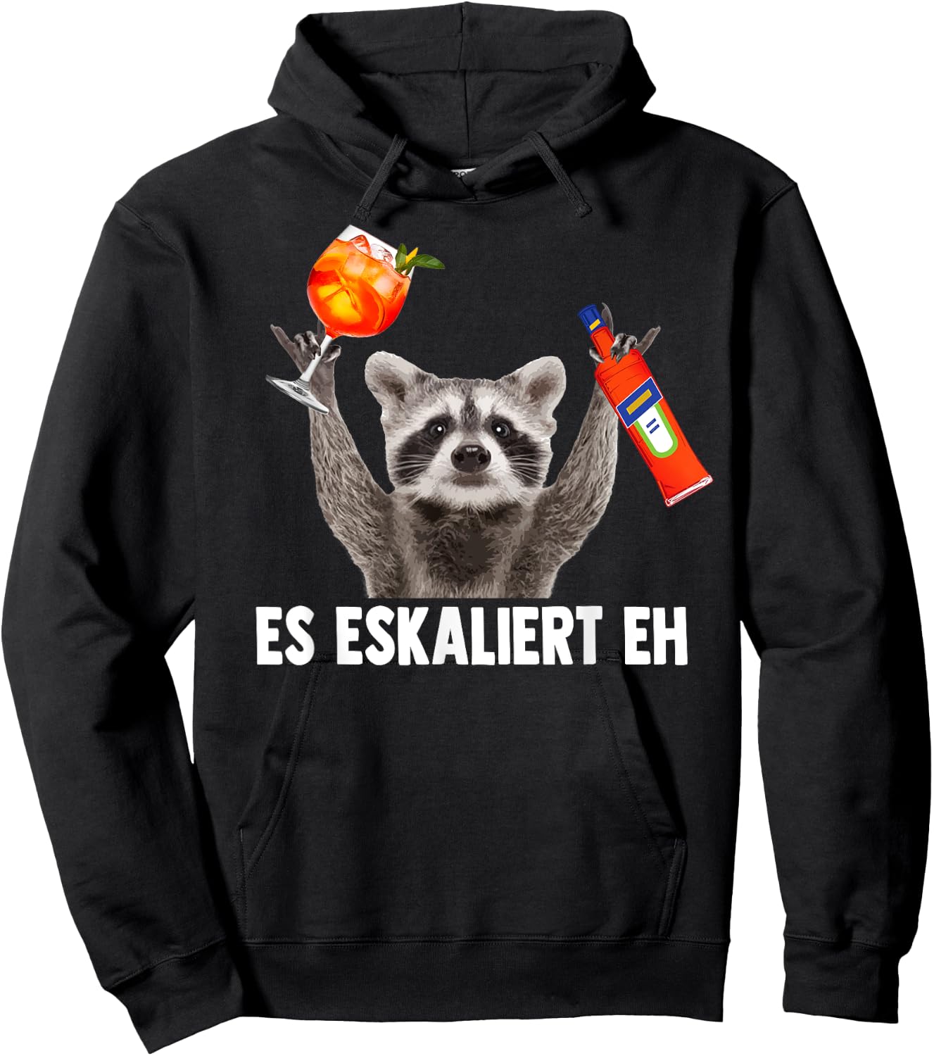 PEDRO SPRITZ COLLECTION X Waschbär Meme Spritz Black Adult Small V-Neck Short Sleeve Hoodie - Hoodie | Black