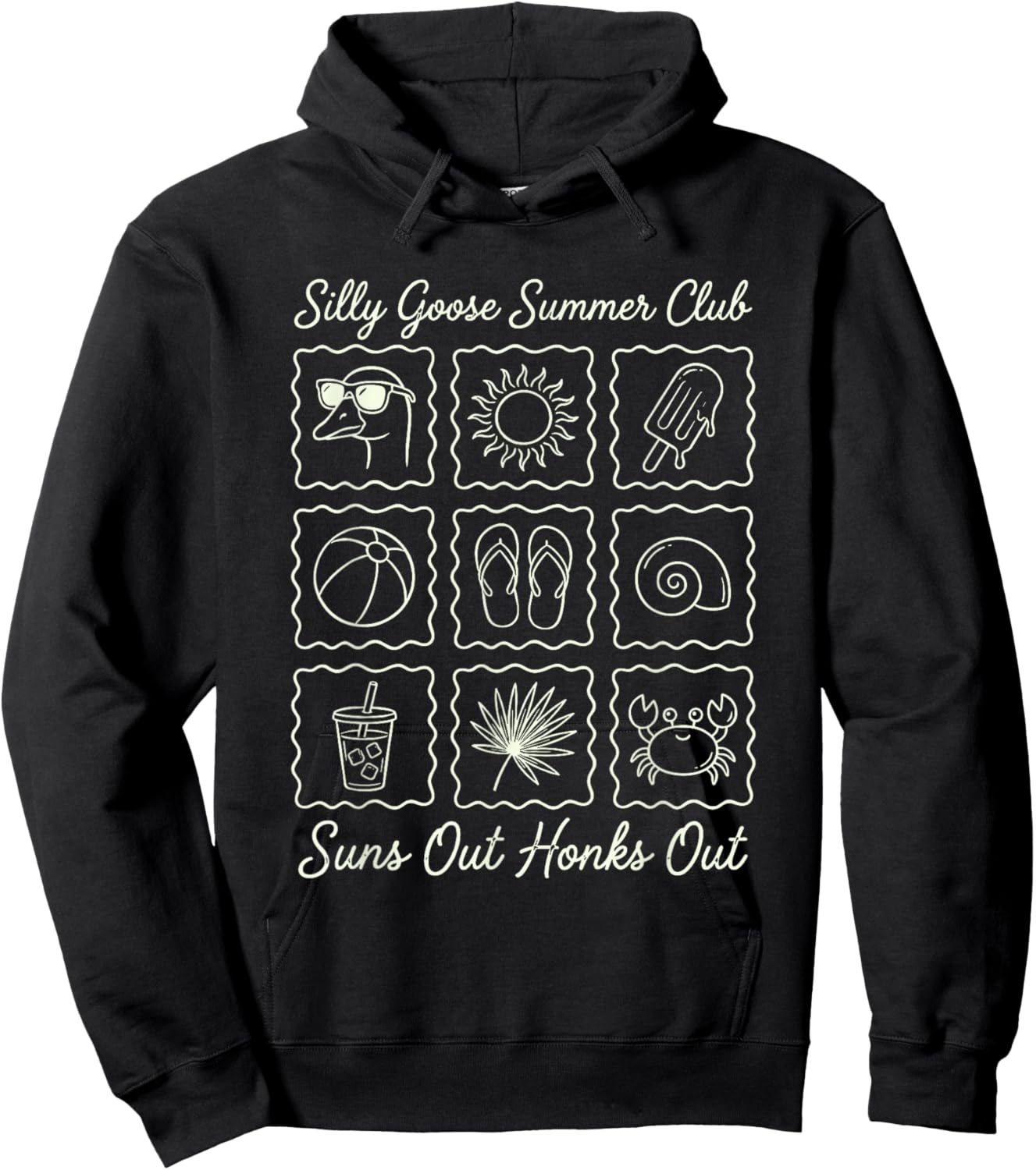 Silly Goose Summer Club Vacation Quote Suns Out Honks Out Hoodie - Hoodie | Black