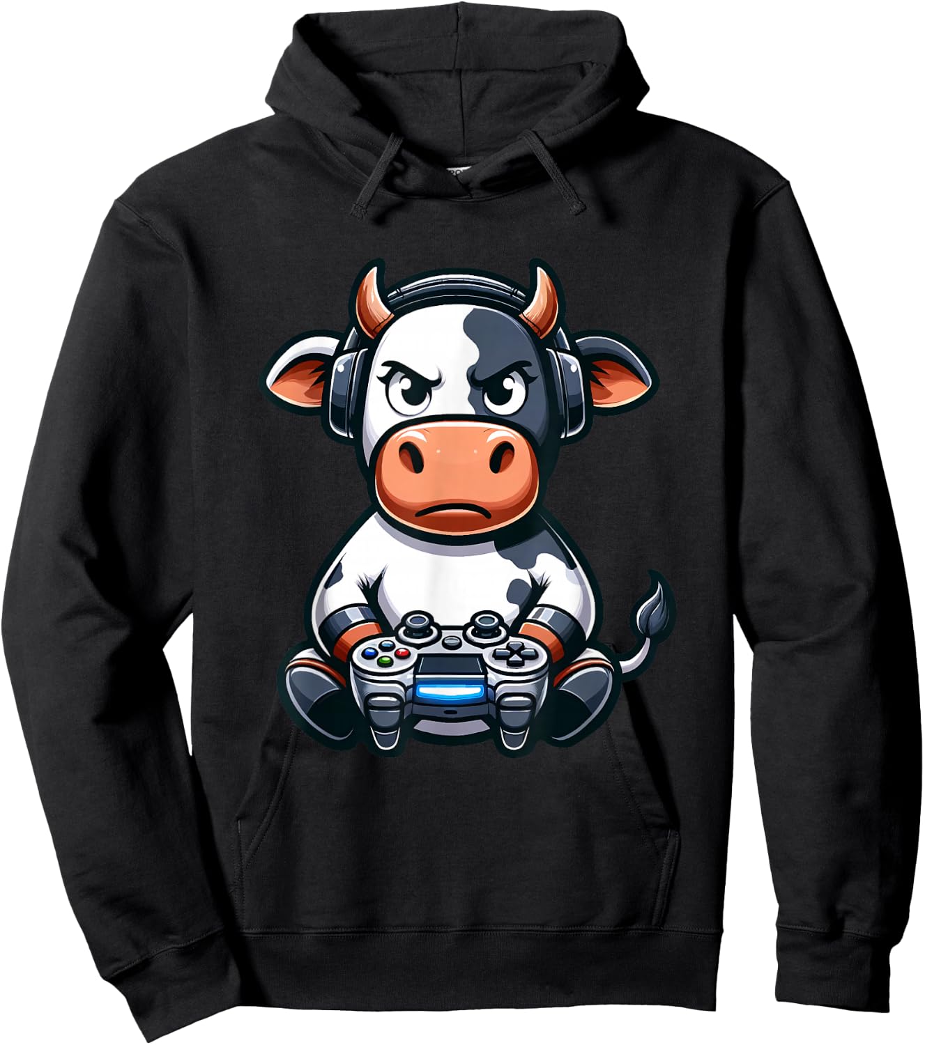 Funny Gamer Cow Video Games Boys Girls Kids Hoodie - Hoodie | Black