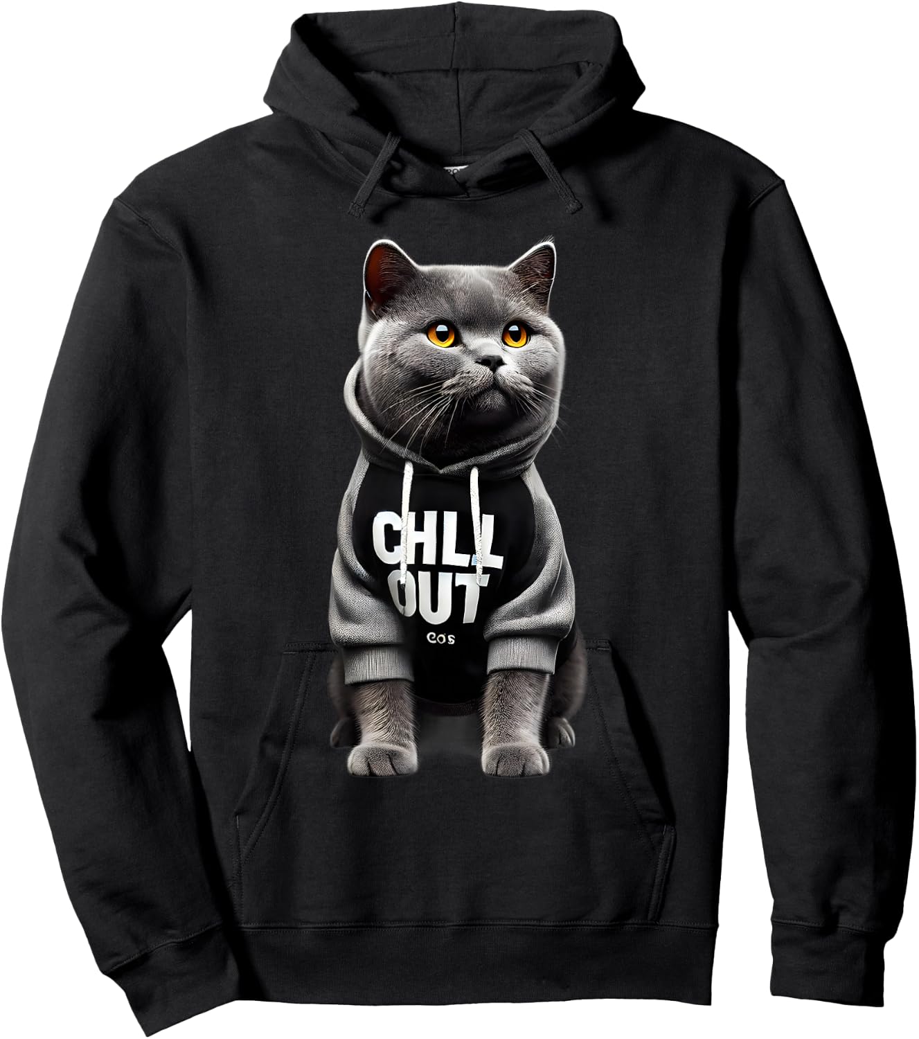 Funny Lazy British Shorthair Cat Chillin Relaxing Chill Out Hoodie - Hoodie | Black
