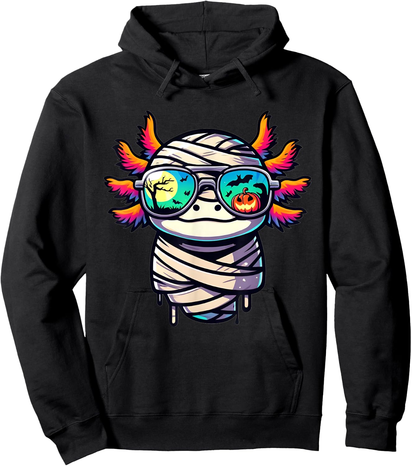 Halloween Axolotl Mummy Wrapped In Style Hoodie - Hoodie | Black