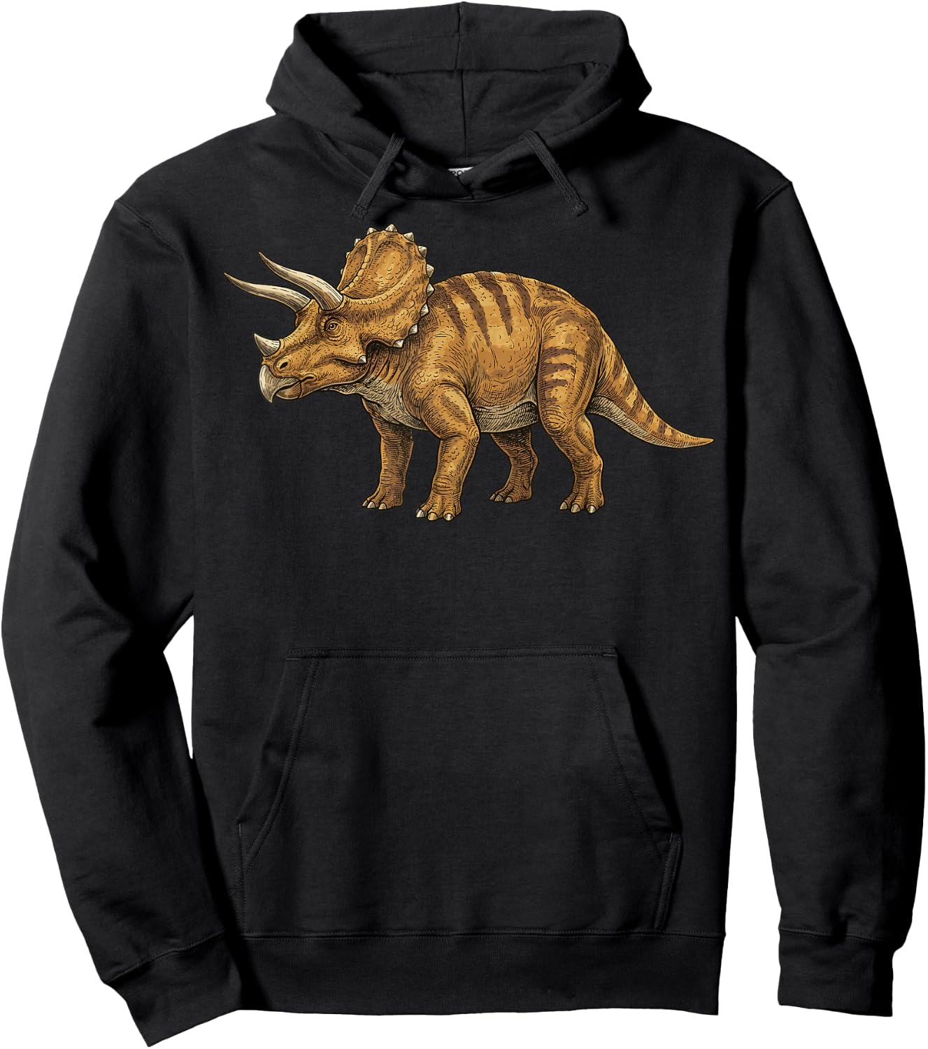 Triceratops Illustration Dinosaur Hoodie - Hoodie | Black