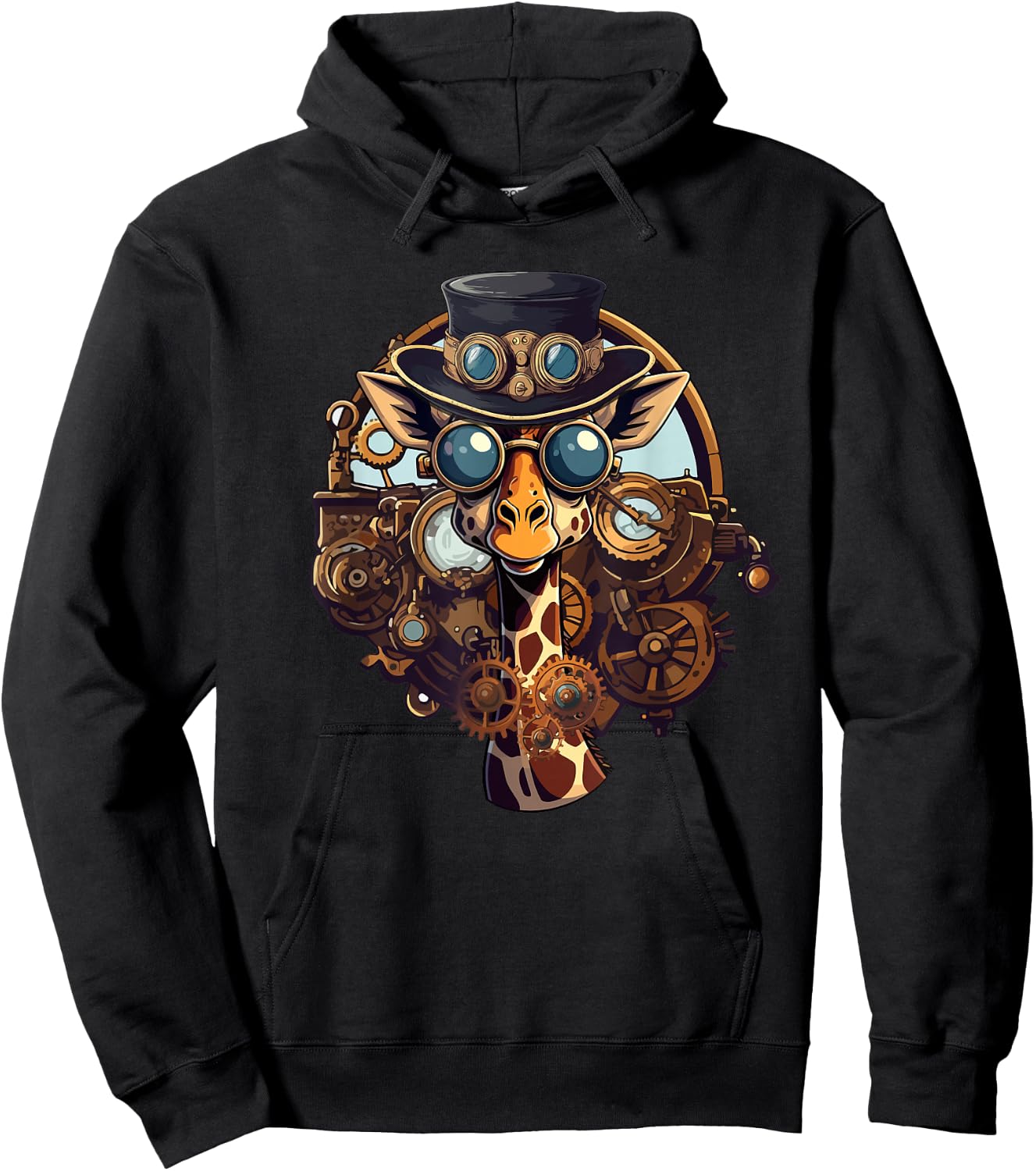 Steampunk Gear Giraffe Mechanical Animal Giraffe Lover Hoodie - Hoodie | Black