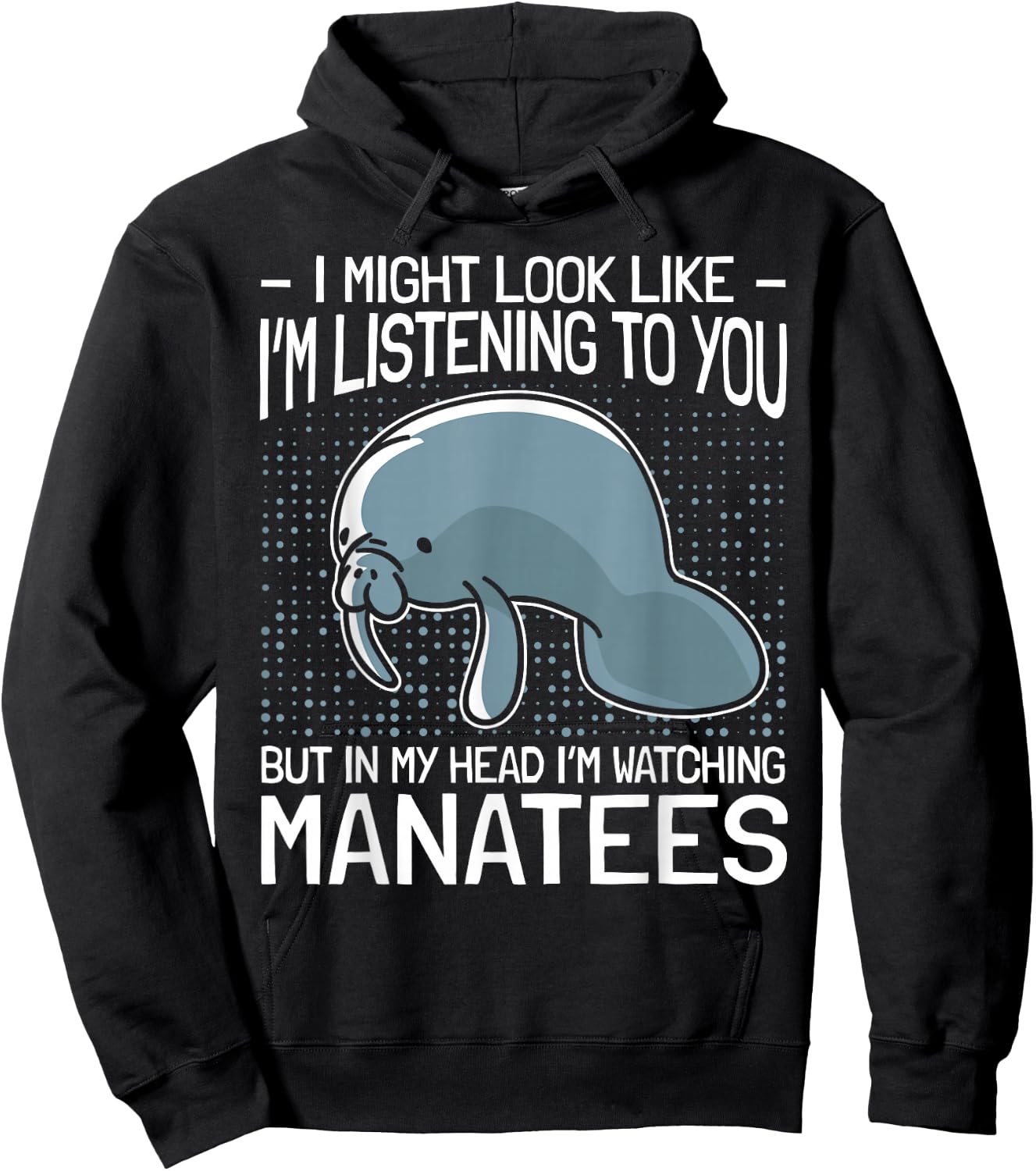 Manatee Gifts Sea Animal Lovers Manatees In My Head - Women's -Adults Black Short Sleeve Classic Fit Cotton 65% Polyester 35% - Small Hoodie - Hoodie | Black