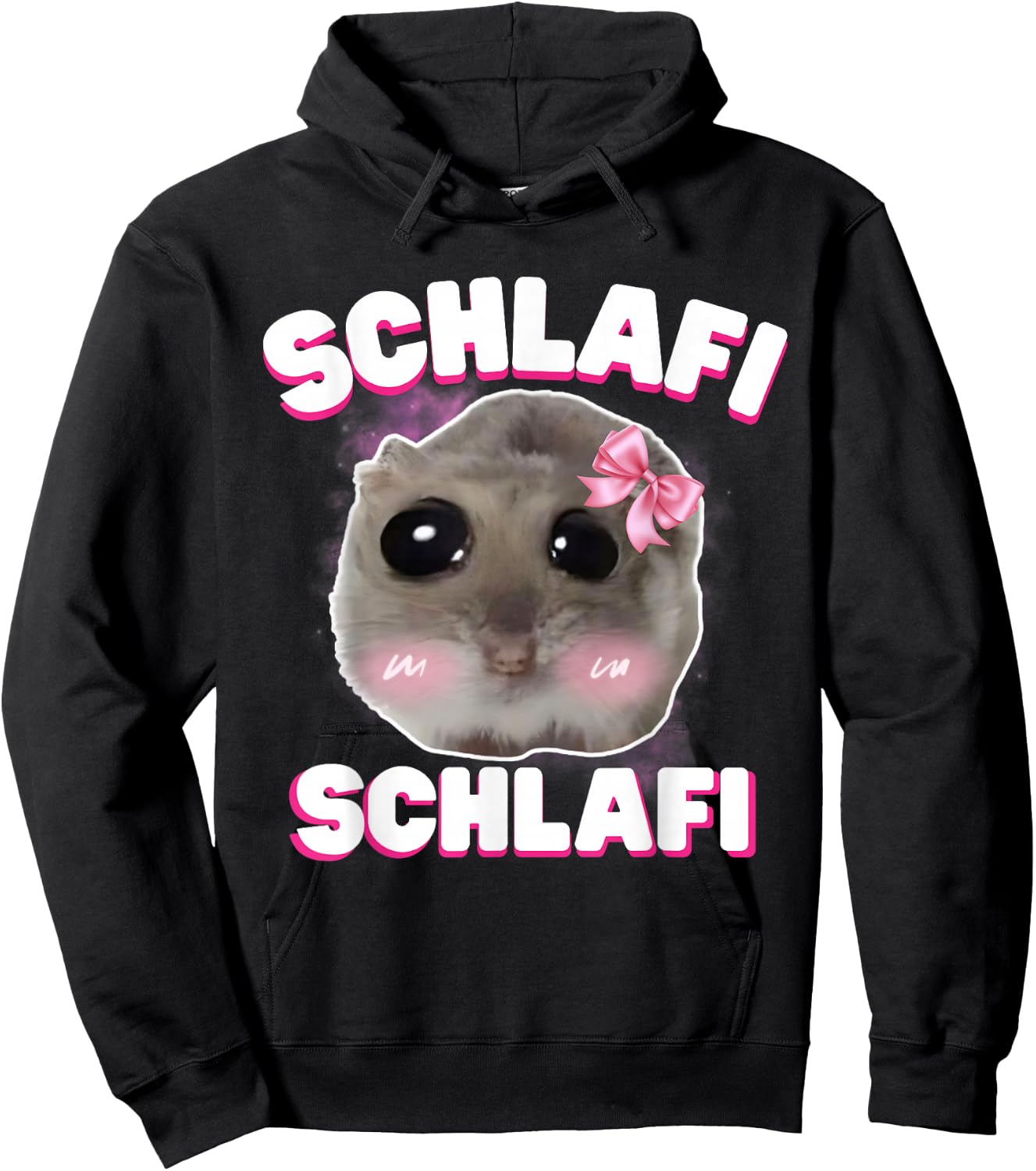 Schlafi Schlafi Funny Sad Hamster Cute Hamstie , black Hoodie - Hoodie | Black