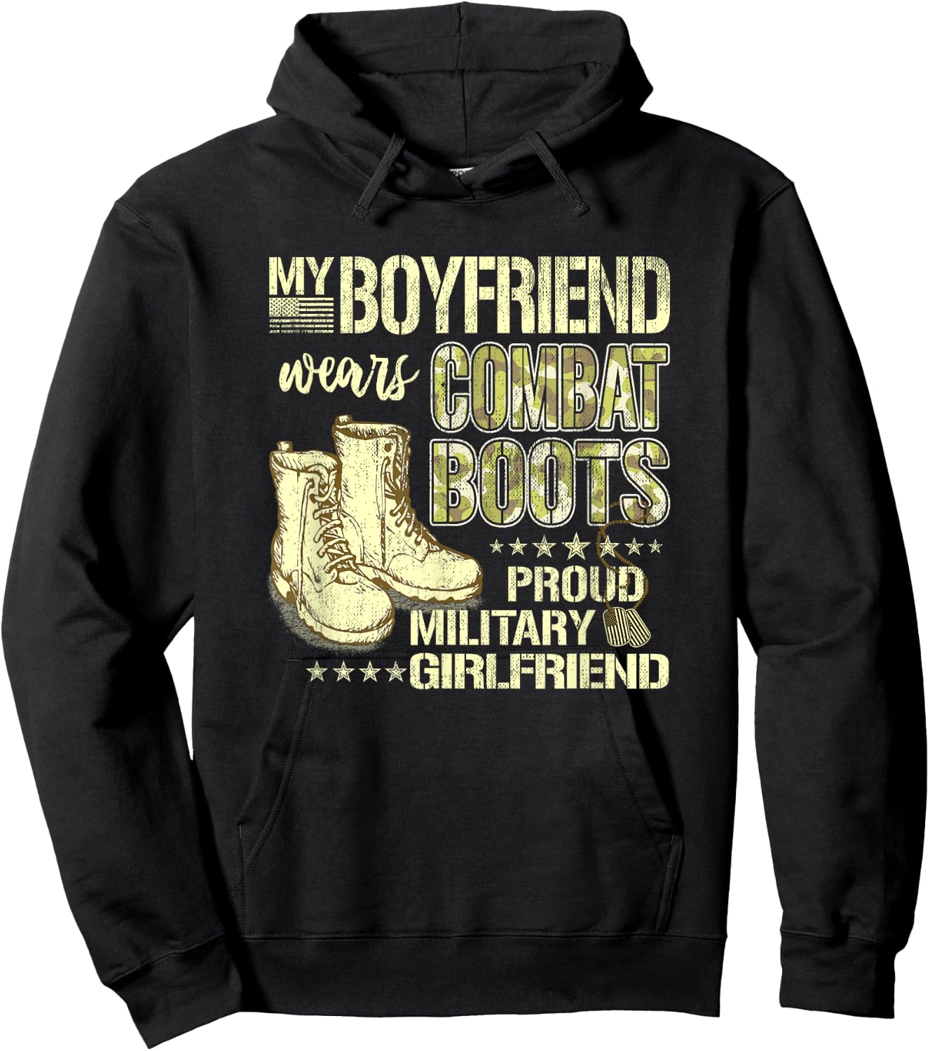 My Boyfriend Wears Combat Boots - Military Girlfriend Shirt Hoodie - Hoodie | Black