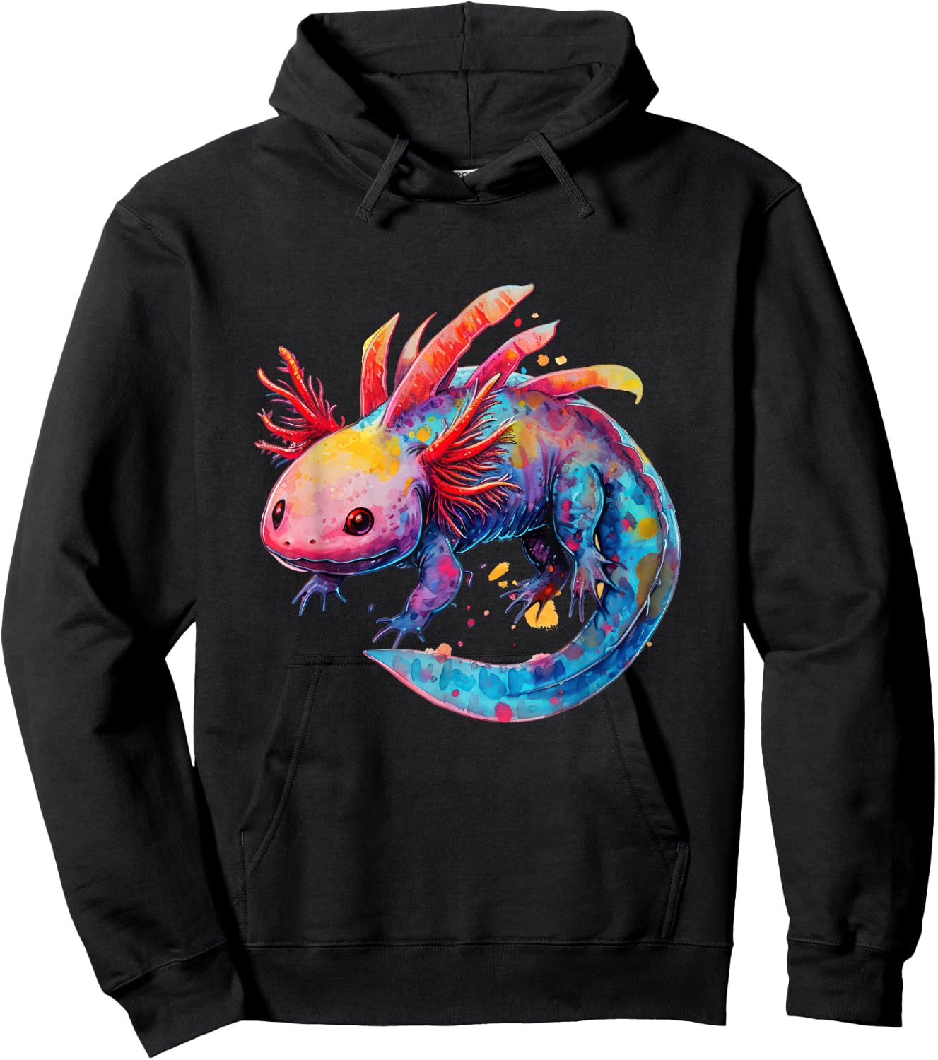 Axolotl Colorful Graphic Hoodie - Hoodie | Black