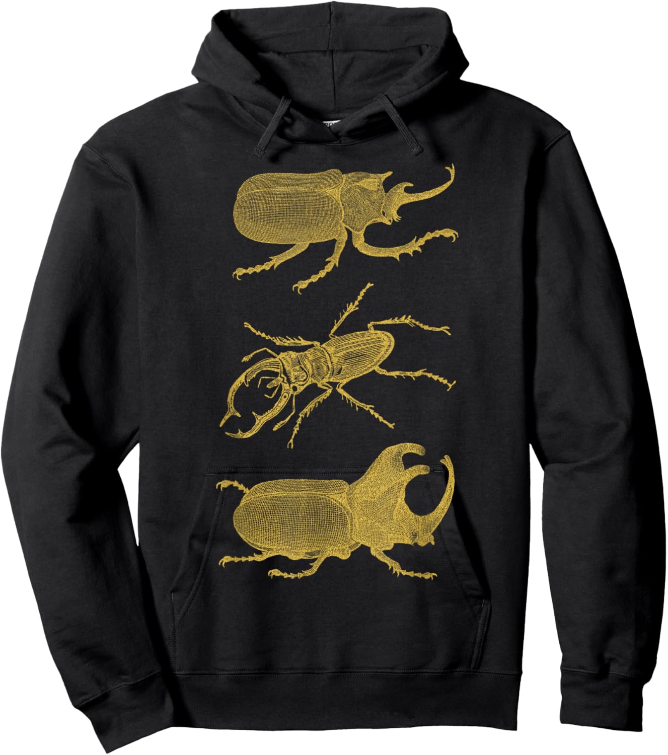 Vintage Beetles Stag Rhinoceros Gold Insect Bug T Shirt Hoodie - Hoodie | Black