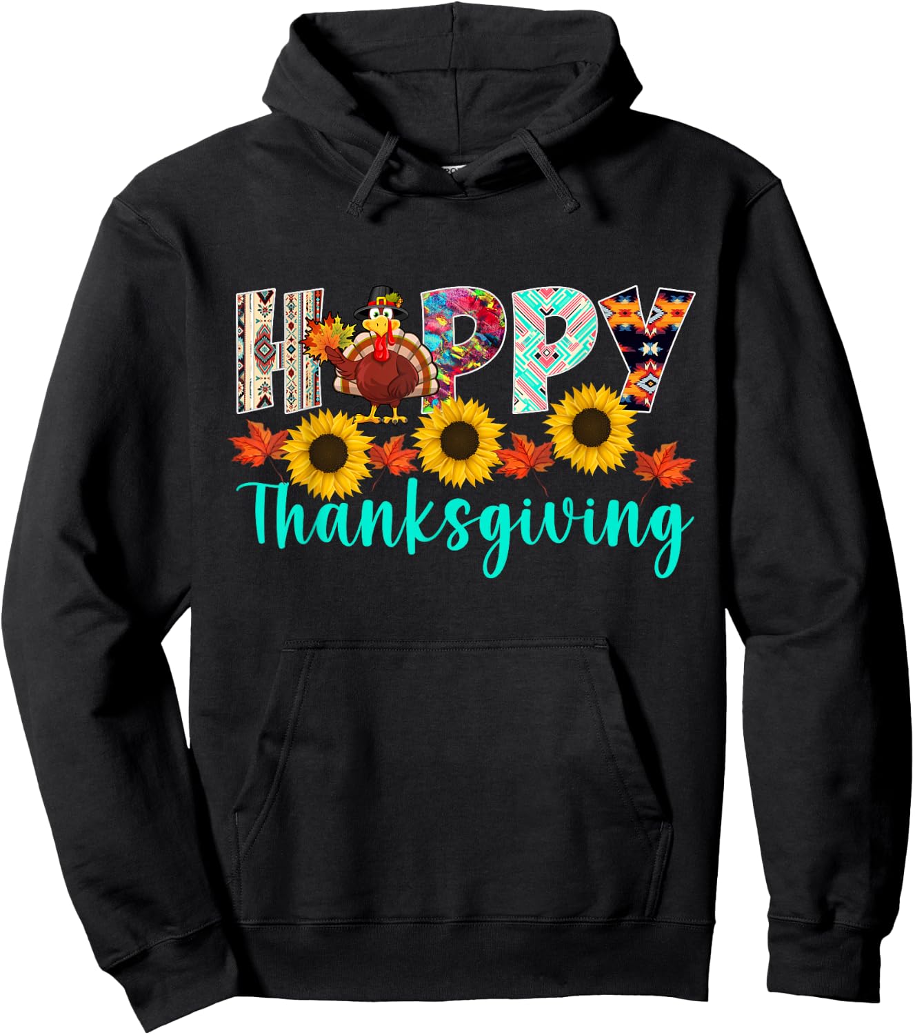 Happy Thanksgiving Day Shirts -Adults Thanksgiving Graphic Black Small Hoodie - Hoodie | Black