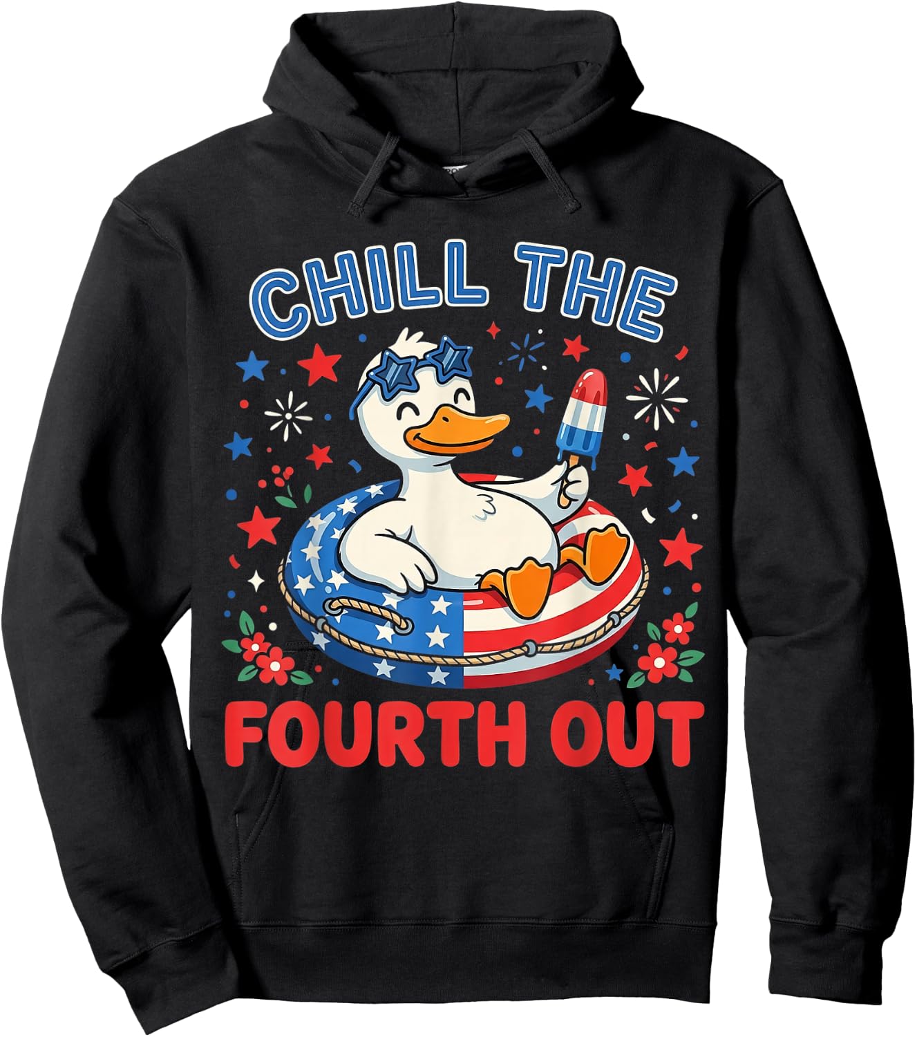 Goose 4th of July Funny Patriotic Chill The Fourth Out Kids Hoodie - Hoodie | Black