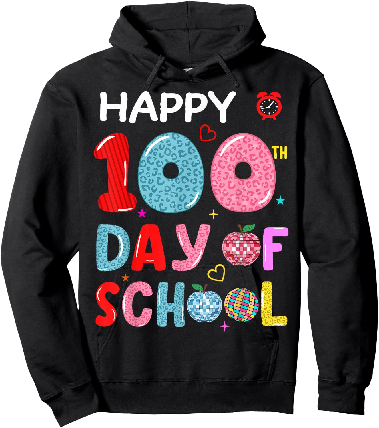 happy 100th Day Of school leopard 100 Days school girl boys Hoodie - Hoodie | Black