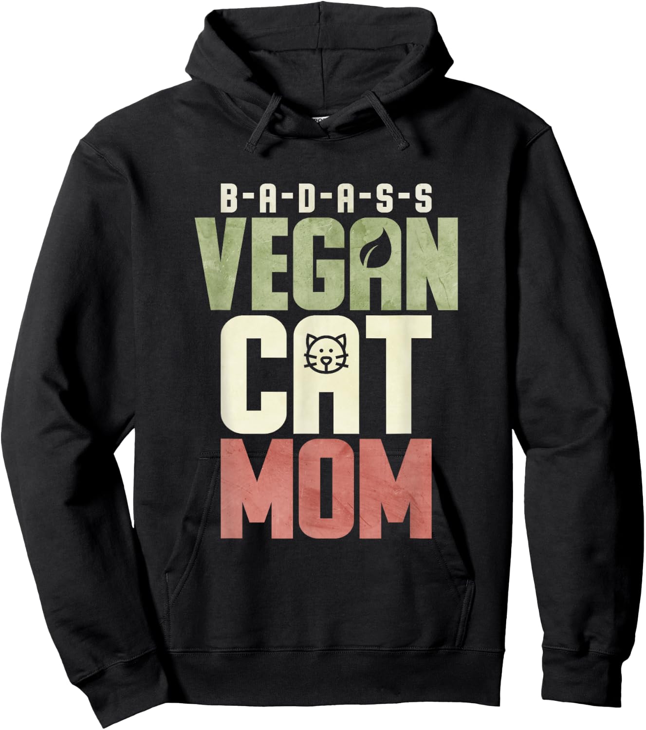 Badass Vegan Cat Mom Men Women Hoodie - Hoodie | Black