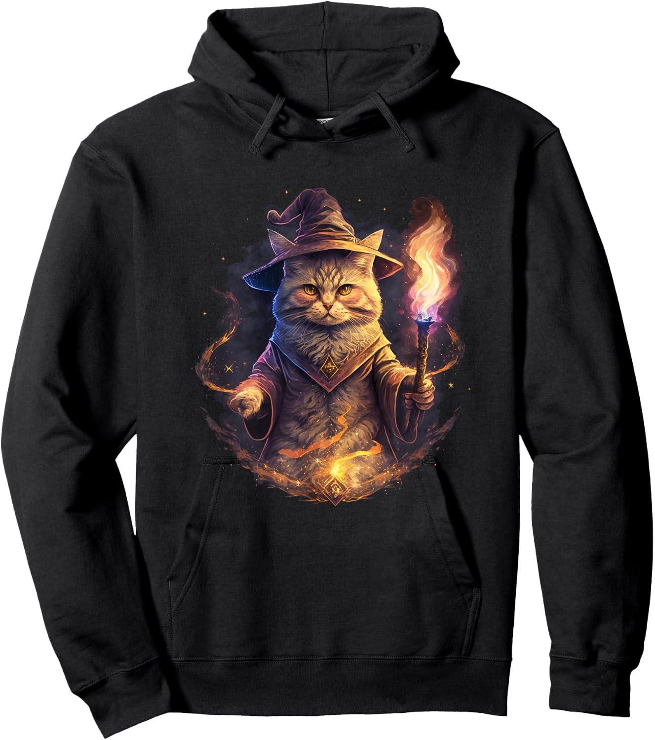 Magical Wizard Cat Fantasy Kitten Hoodie - Hoodie | Black