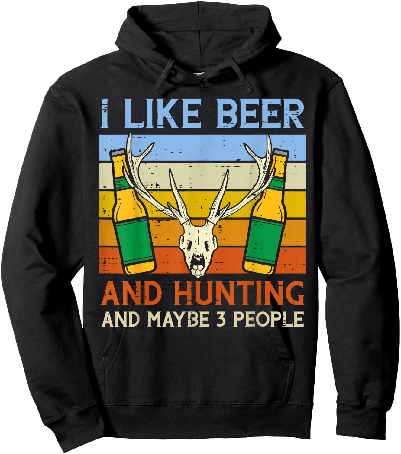 I Like Hunting 3 People Funny Deer Hunter Dad Grandpa Men Hoodie - Hoodie | Black