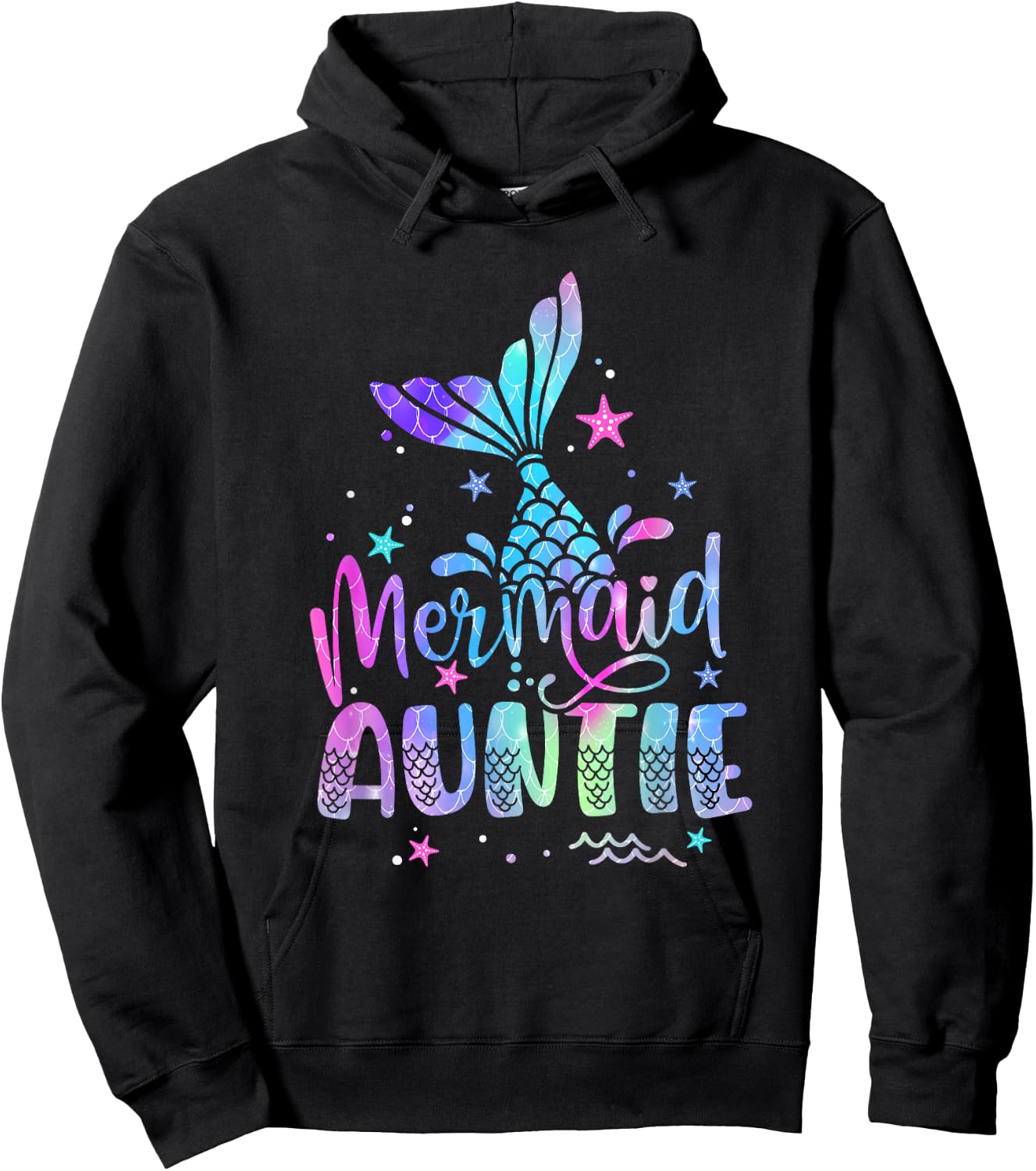 Mermaid Auntie Funny Women Family Matching 1st Birthday Hoodie - Hoodie | Black