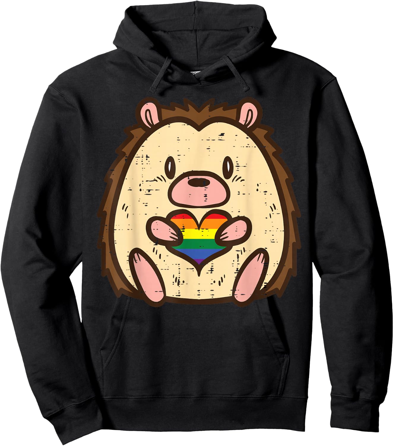Gay Pride Hedgehog Heart Rainbow Flag Lgbtq Men Women Kids Hoodie - Hoodie | Black
