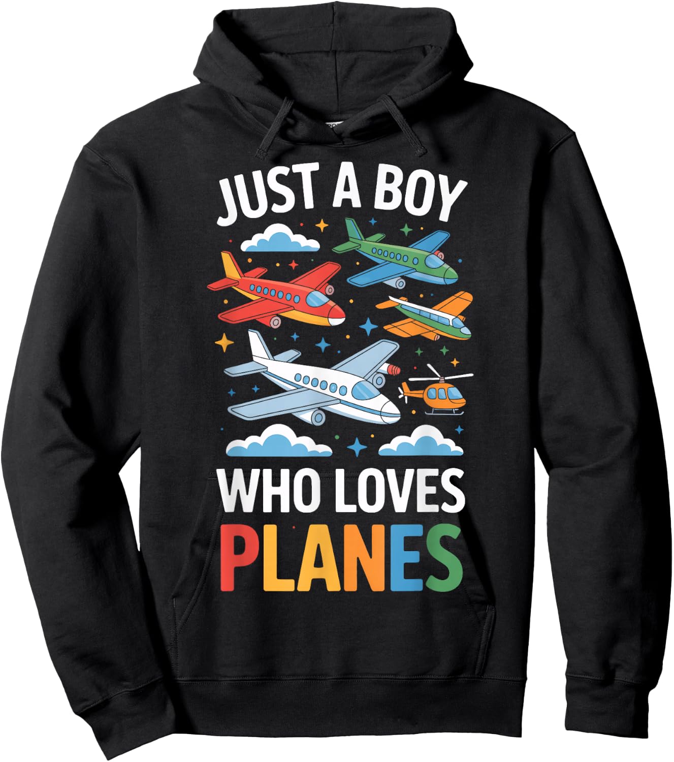 Just A Boy Who Loves Planes Airplane Fan Young Aviator Boys Hoodie - Hoodie | Black
