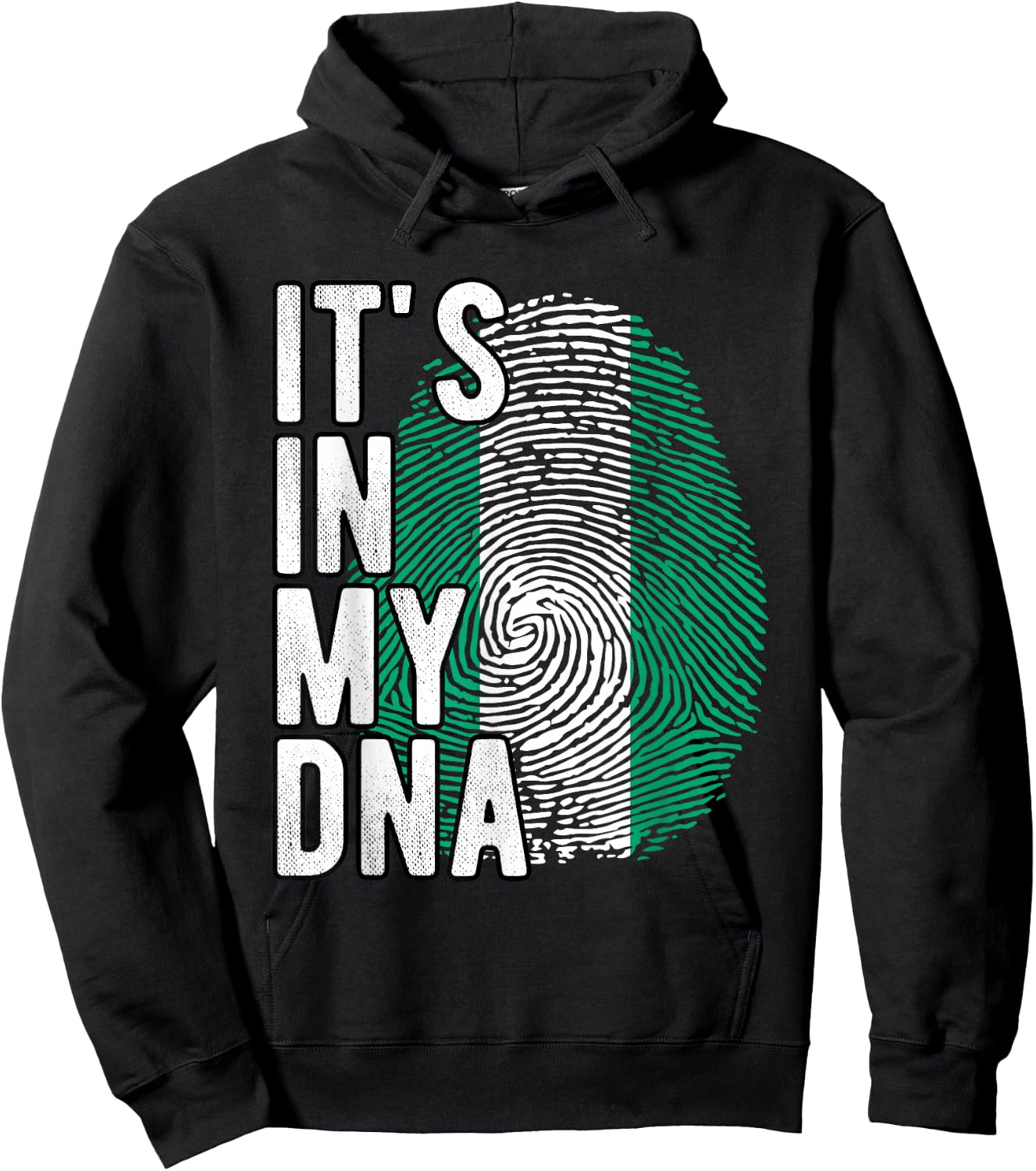 Funny it's in my DNA Nigeria flag Fingerprint Hoodie - Hoodie | Black