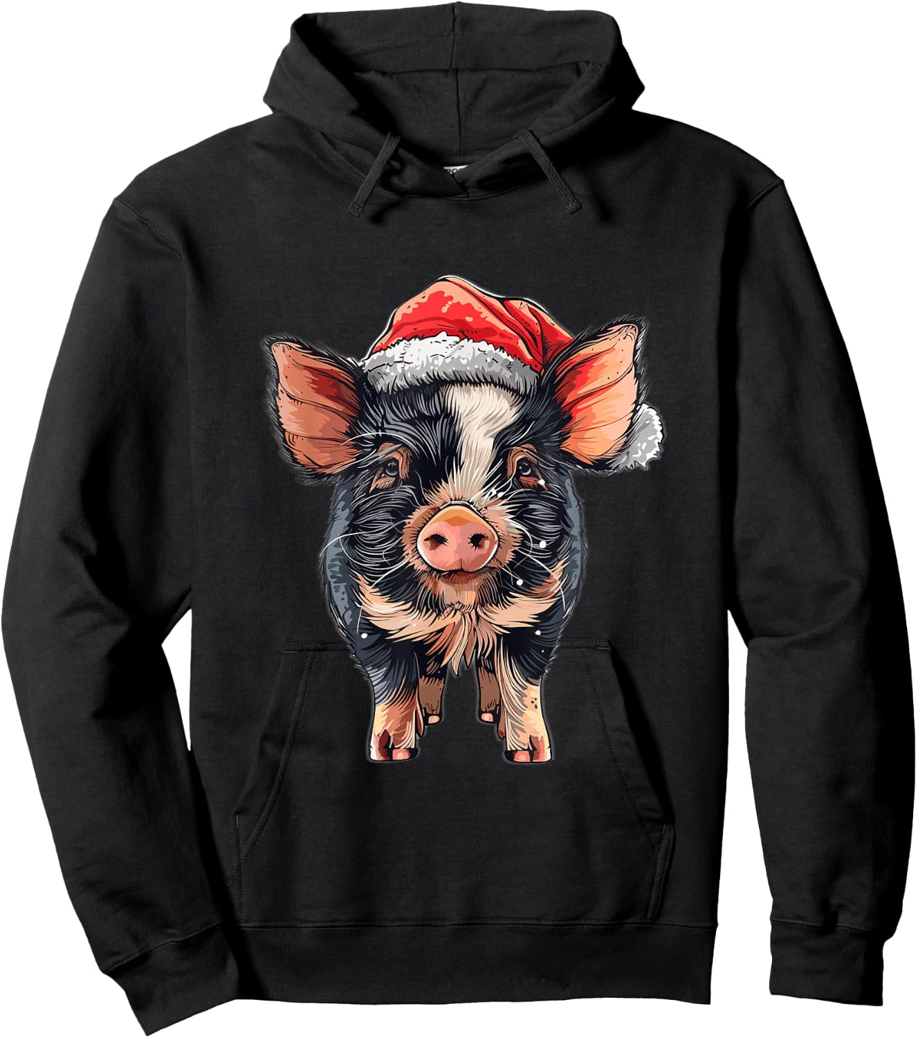 Kune Kune Pig Lover Xmas Christmas Hat Kunekune Pig Hoodie - Hoodie | Black