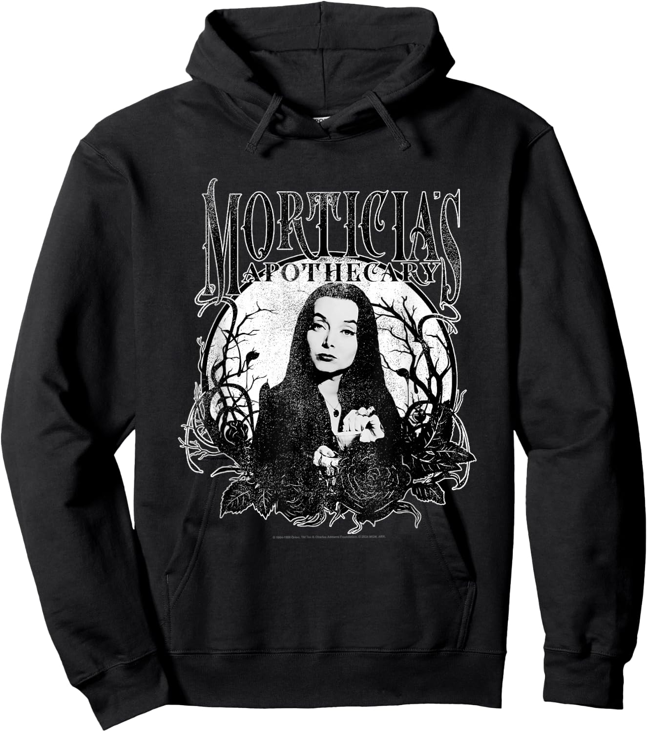 The Addams Family Morticia's Apothecary Dark Gothic Floral , Black, S Hoodie - Hoodie | Black